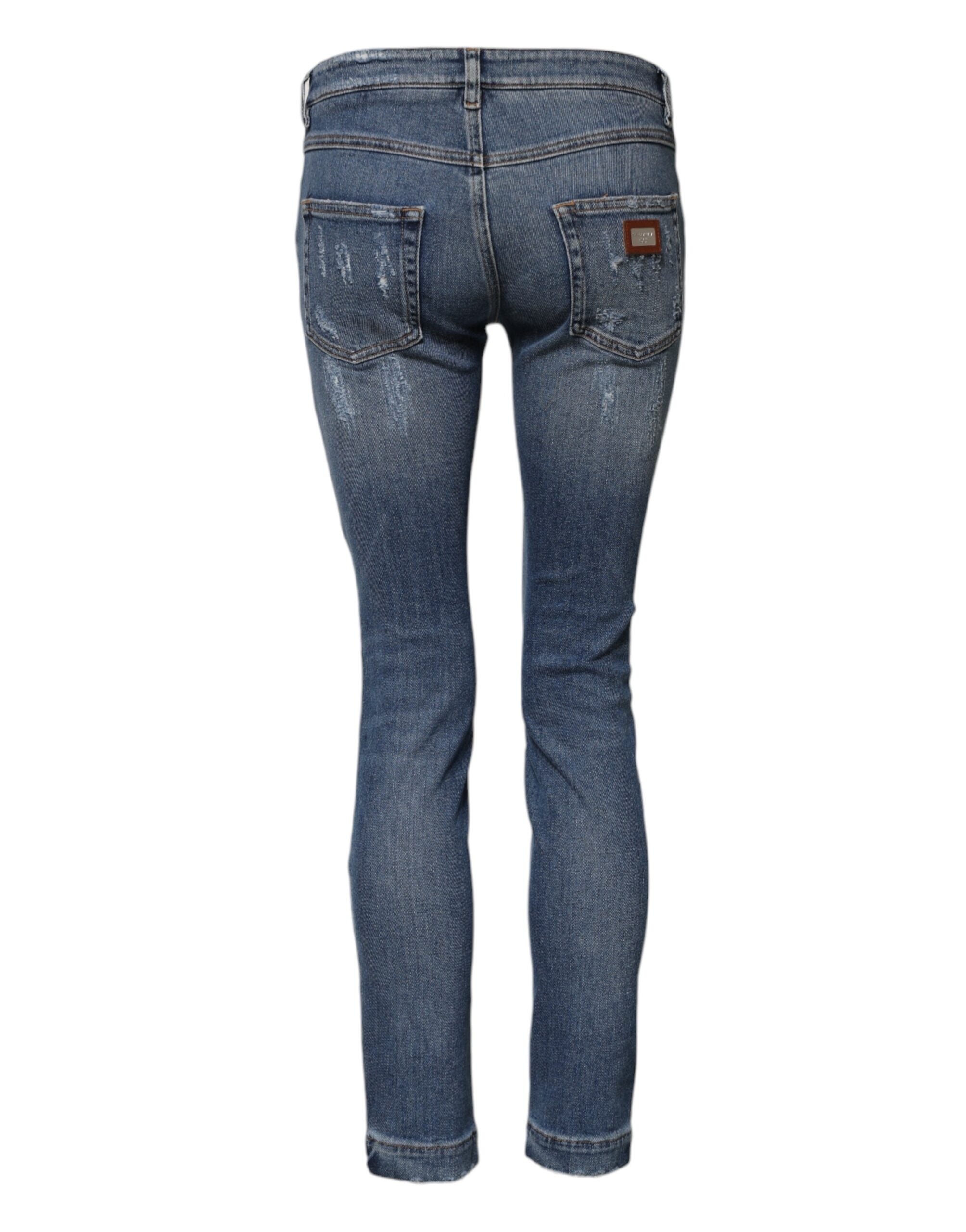 Dolce & Gabbana Blue PRETTY Tattered Skinny Denim Jeans Dolce & Gabbana