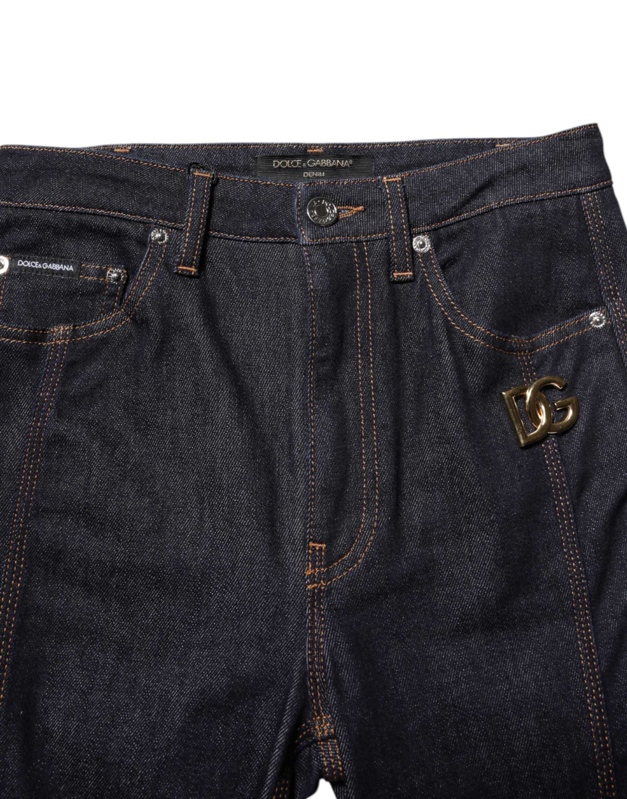 Dolce & Gabbana Black Cotton Mid Waist Bootcut Denim Jeans Dolce & Gabbana