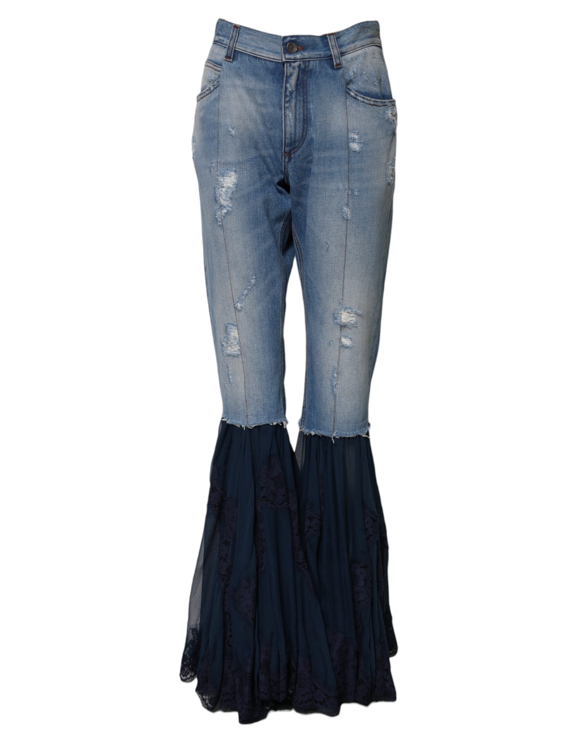 Dolce & Gabbana Blue Cotton High Waist Flared Denim Jeans Dolce & Gabbana