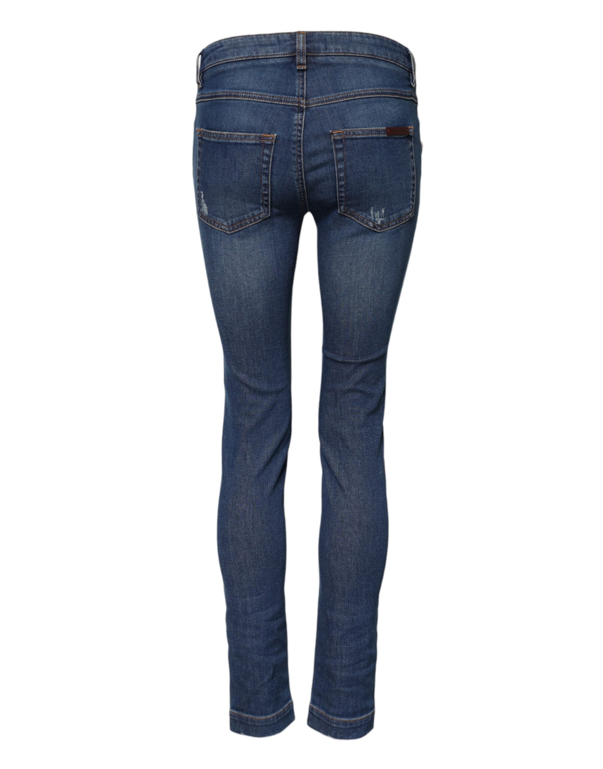 Dolce & Gabbana Blue Cotton Mid Waist Skinny Denim Jeans Dolce & Gabbana