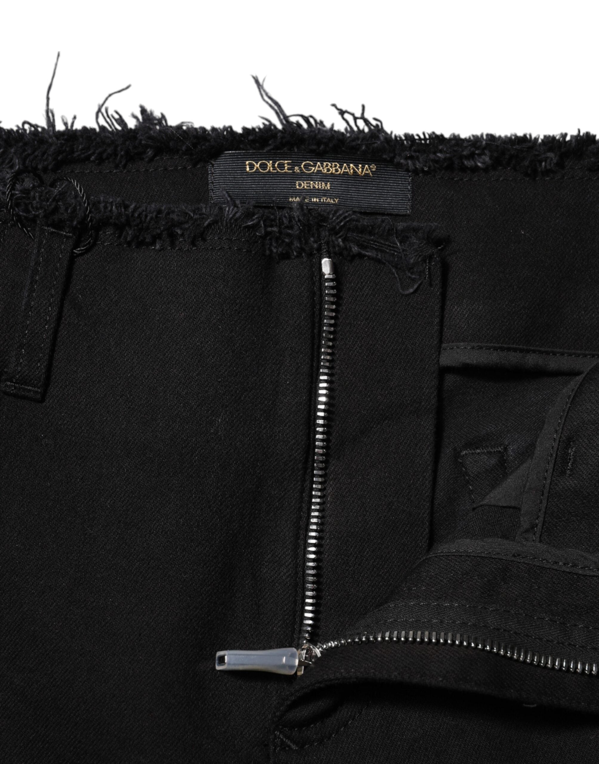 Dolce & Gabbana Black Cotton Mid Waist Flared Denim Jeans Dolce & Gabbana