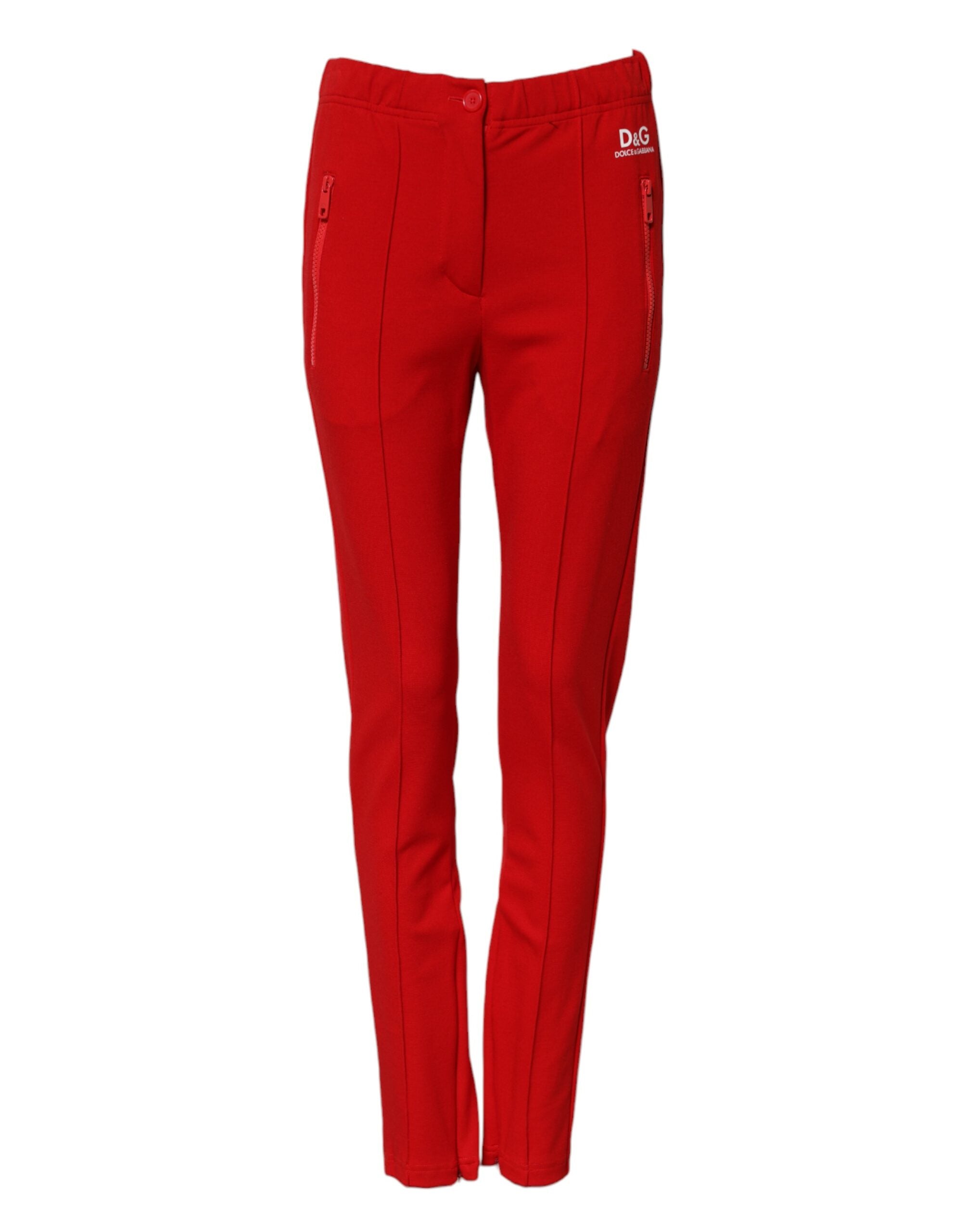 Dolce & Gabbana Red Mid Waist Slim Fit Pants Dolce & Gabbana