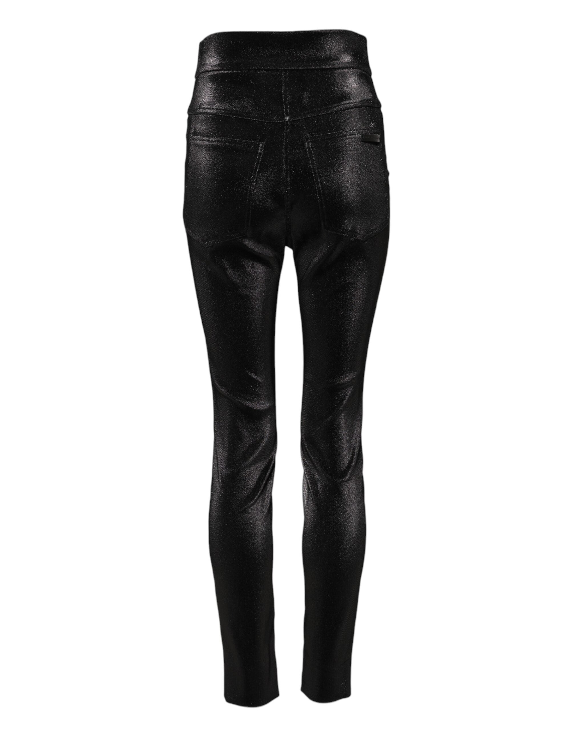 Dolce & Gabbana Black Cotton Stretch Lurex Thread Skinny Pants Dolce & Gabbana