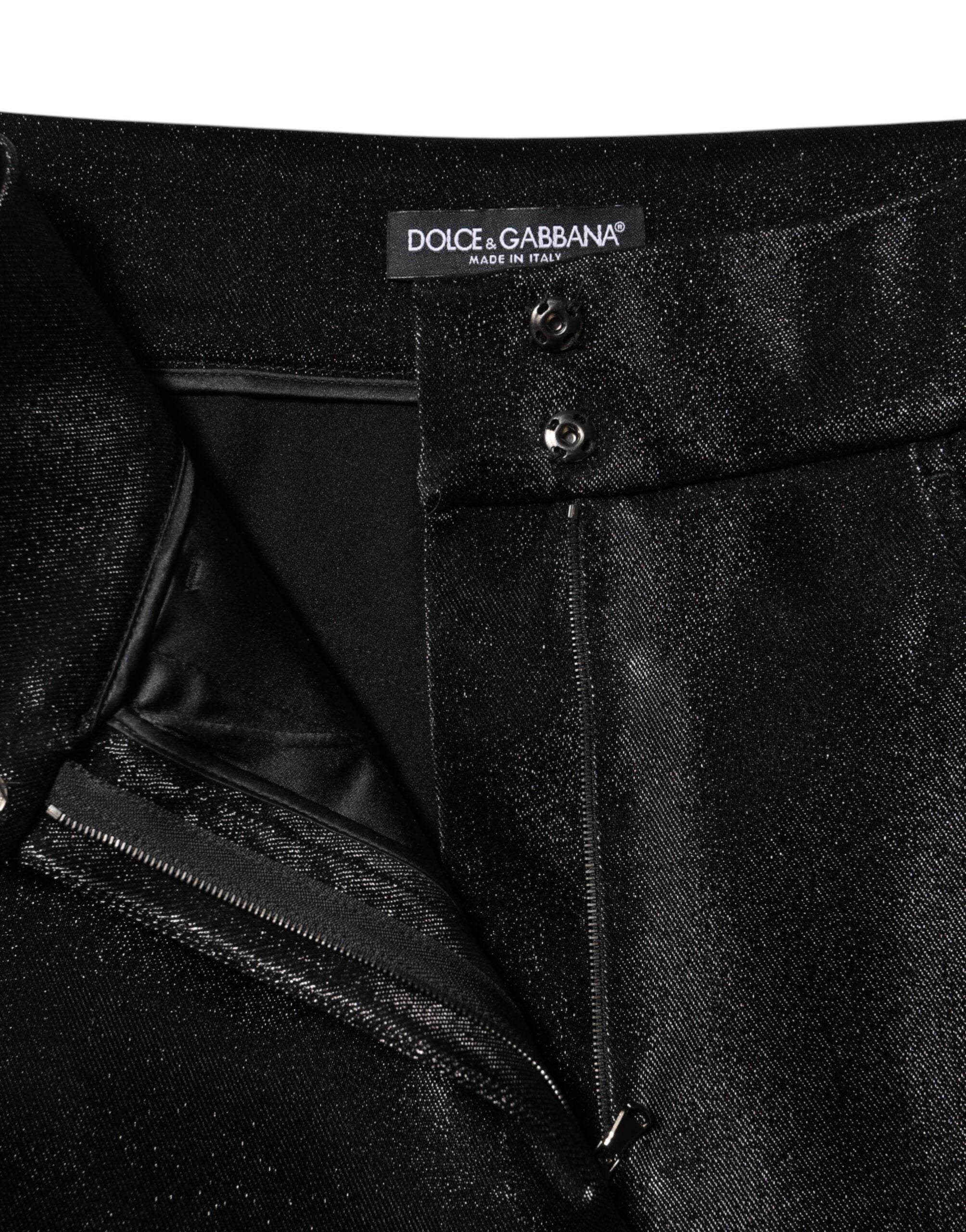 Dolce & Gabbana Black Cotton Stretch Lurex Thread Skinny Pants Dolce & Gabbana
