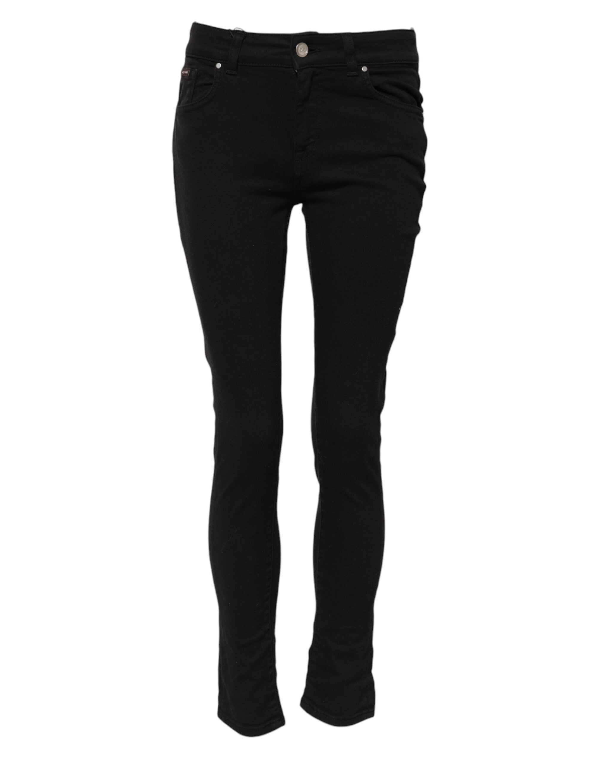 Dolce & Gabbana Black Cotton Skinny Mid Waist Denim Jeans Dolce & Gabbana