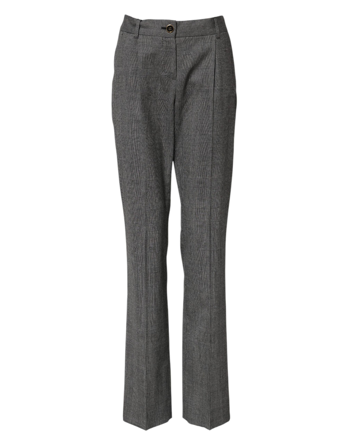 Dolce & Gabbana Gray Checkered High Waist Flared Pants