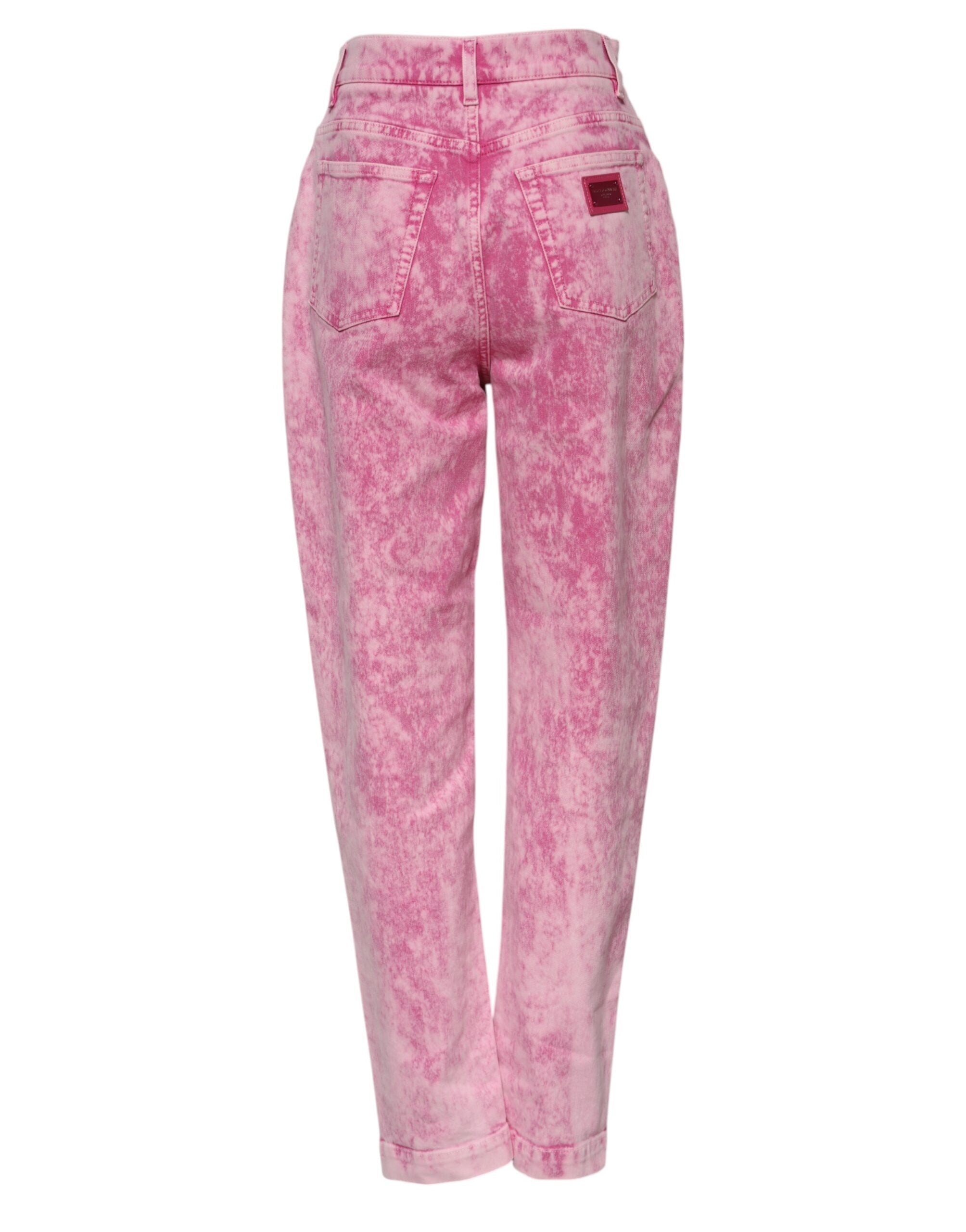 Dolce & Gabbana Pink Tie Dye High Waist Tapered Denim Jeans Dolce & Gabbana