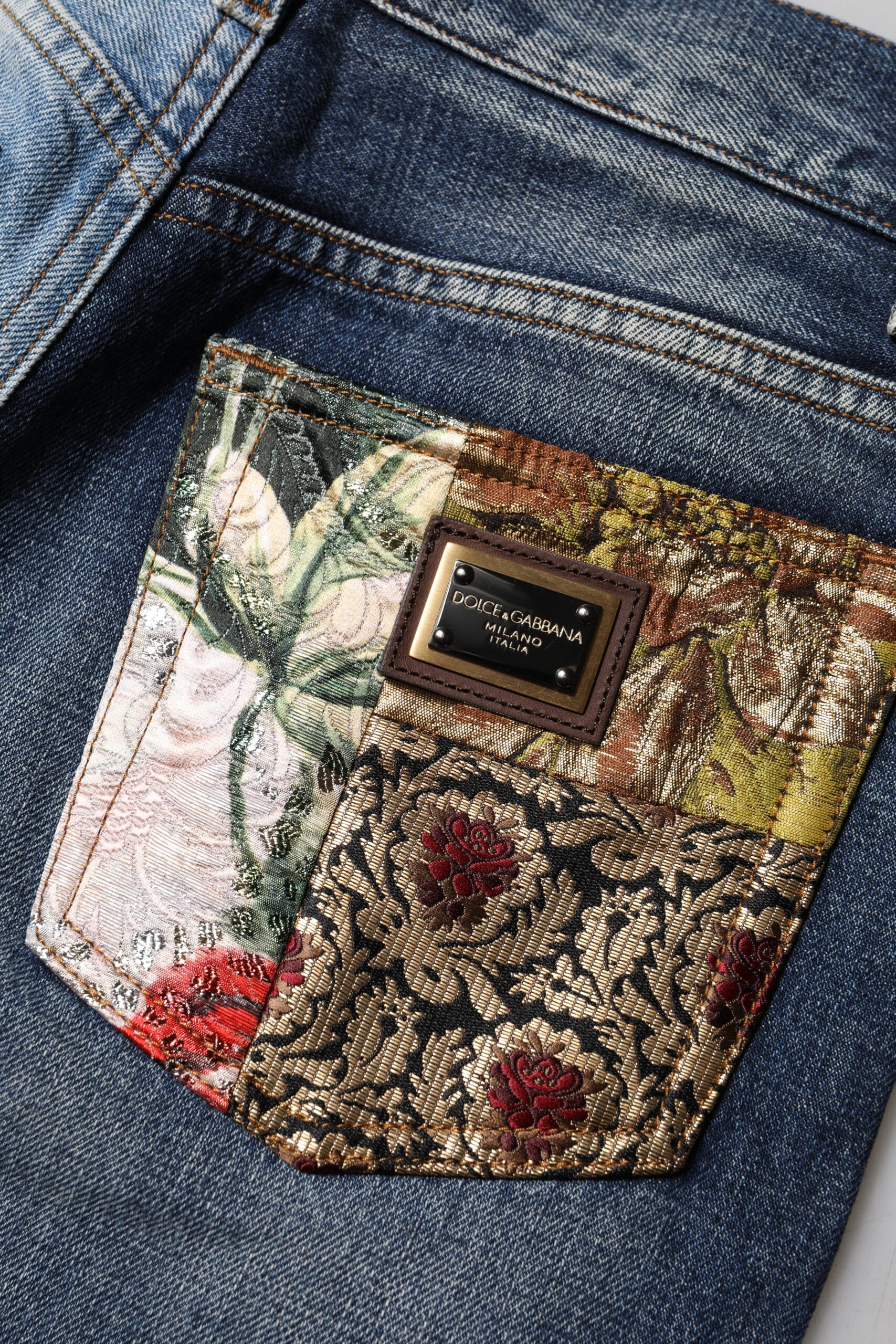 Dolce & Gabbana Multicolor Patchwork Tapered Denim Jeans Dolce & Gabbana
