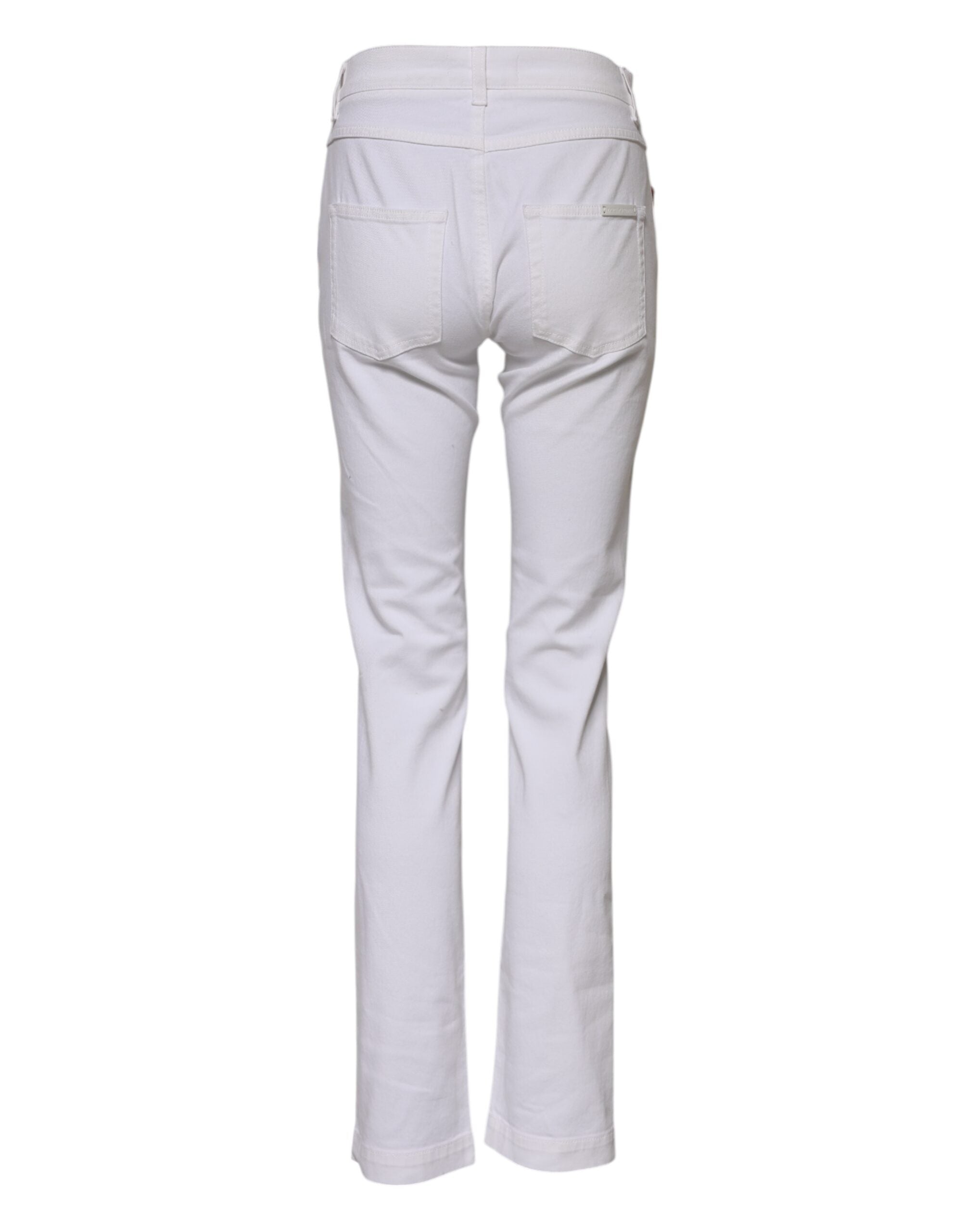 Dolce & Gabbana White Floral Embroidery GIRLY Denim Jeans Dolce & Gabbana
