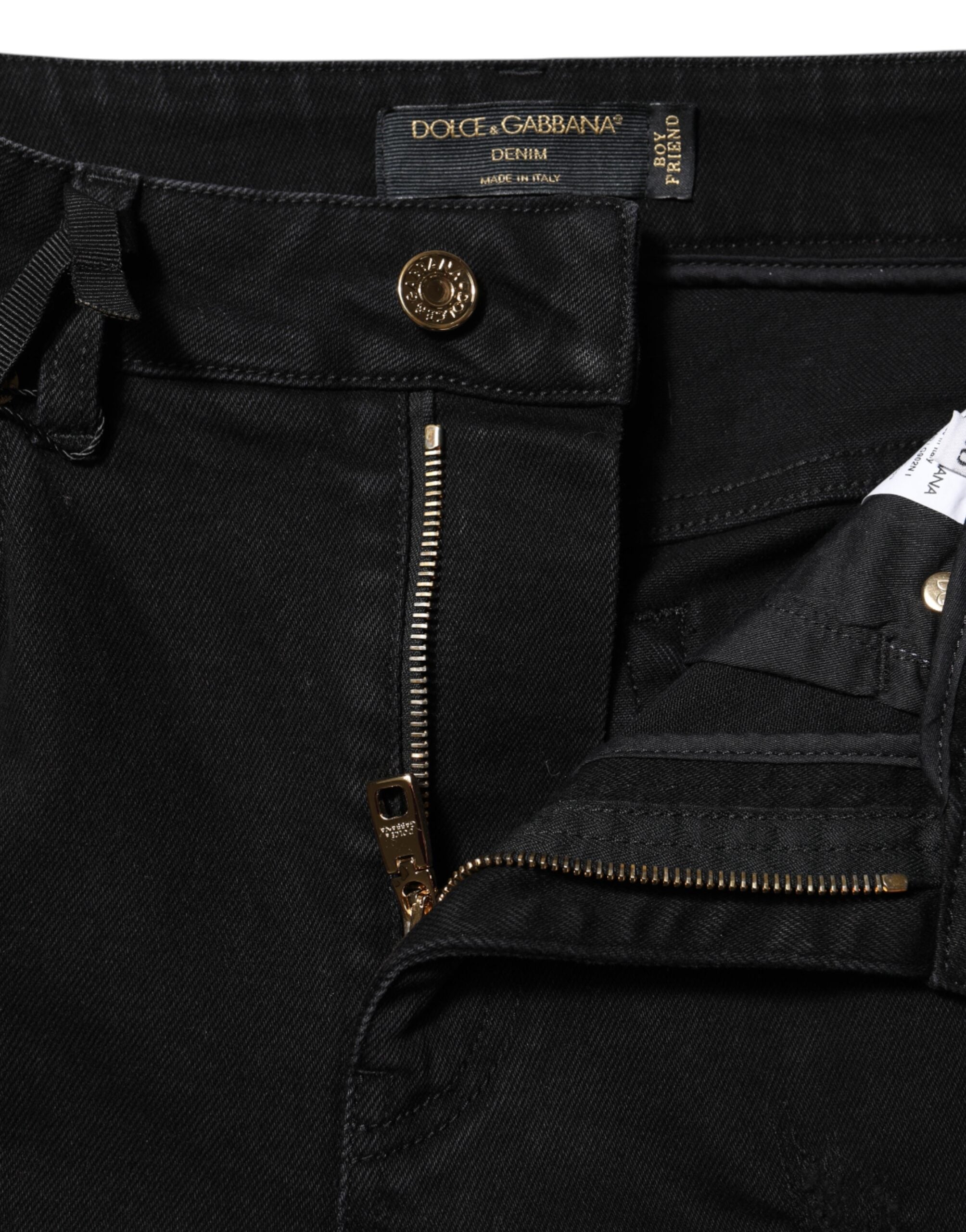 Dolce & Gabbana Black Boyfriend Cotton Flared Denim Jeans Dolce & Gabbana