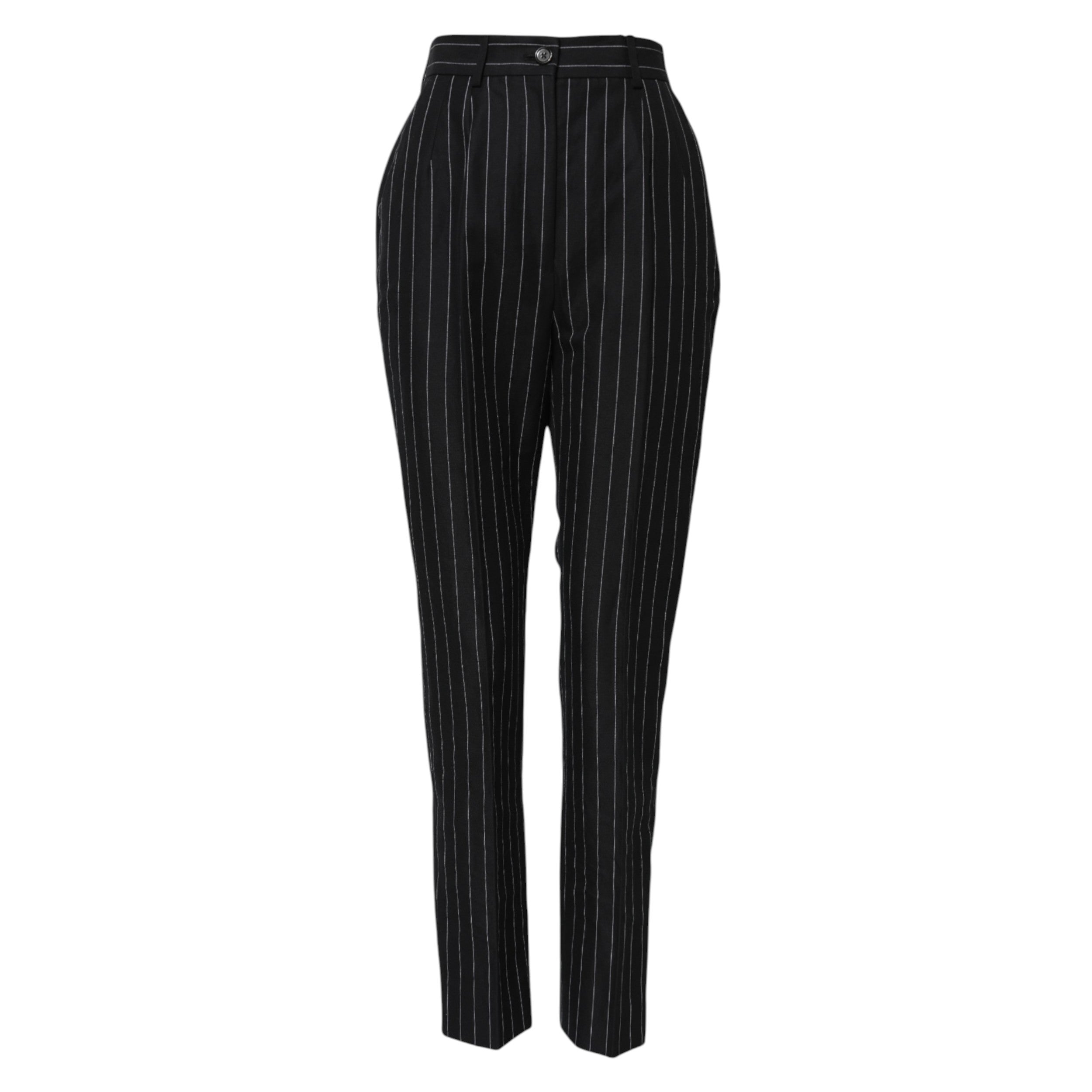 Dolce & Gabbana Black Stripes High Waist Tapered Pants Dolce & Gabbana
