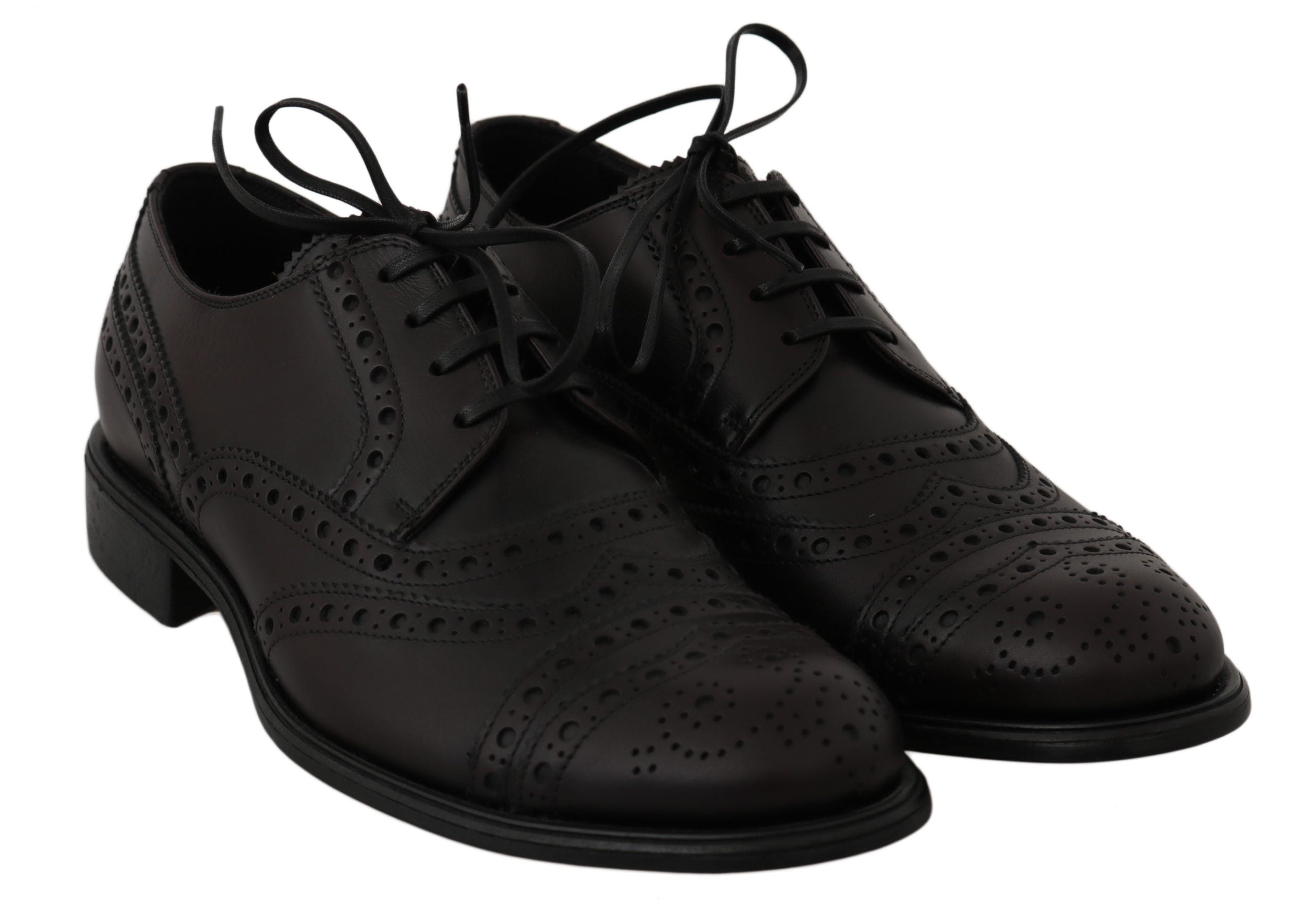 Dolce & Gabbana Black Leather Wingtip Oxford Dress  Shoes Dolce & Gabbana