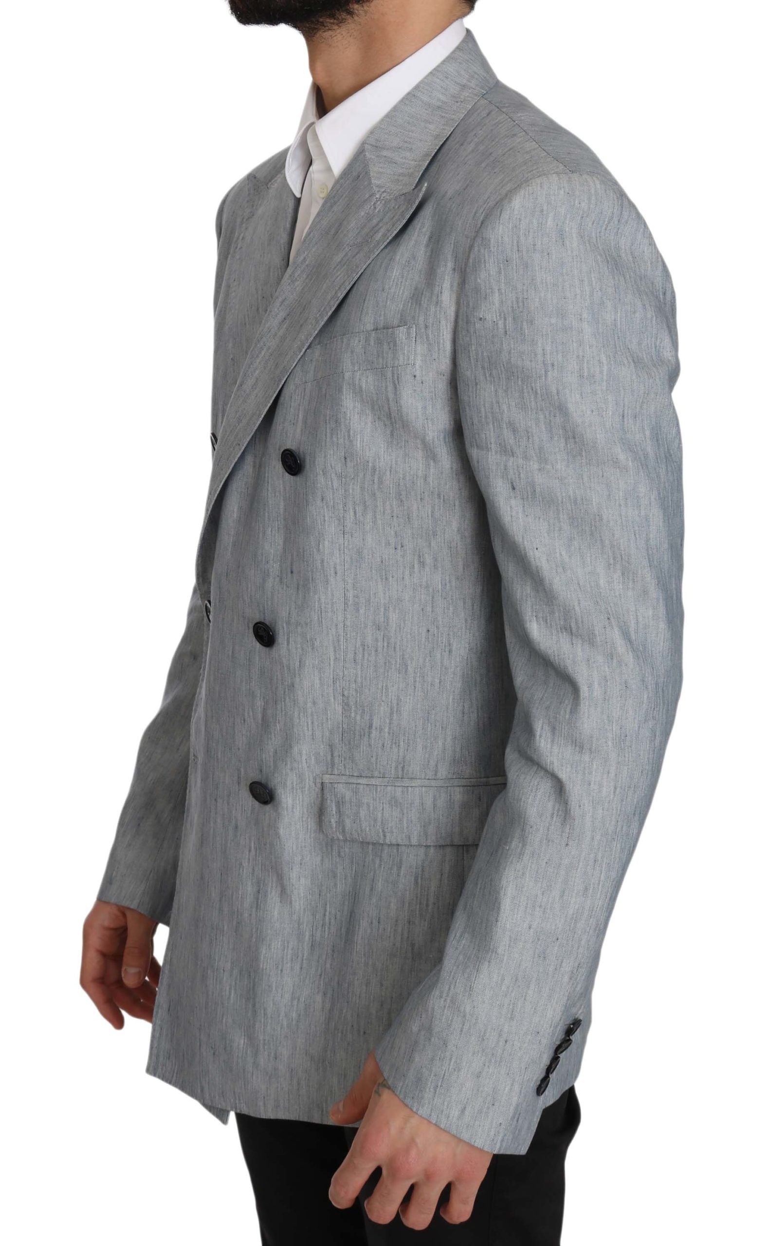 Dolce & Gabbana Blue Flax NAPOLI Jacket Coat Blazer Dolce & Gabbana