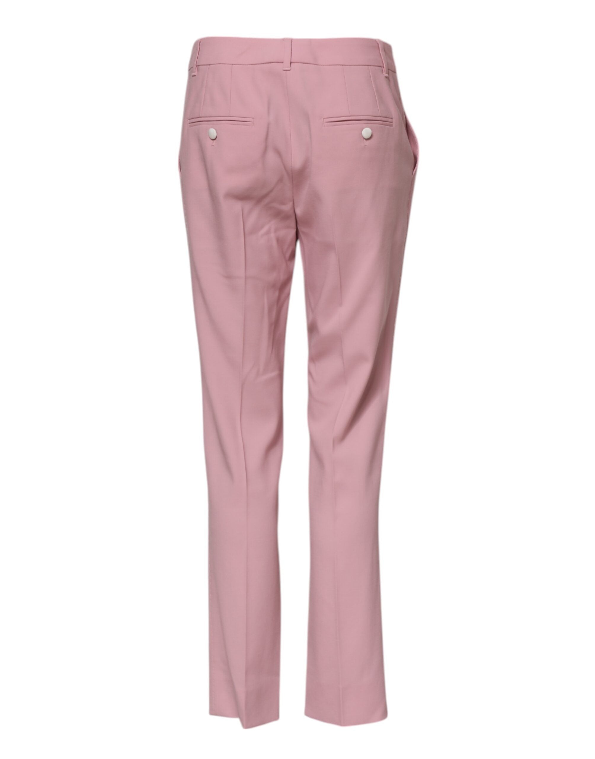 Dolce & Gabbana Pink Wool Mid Waist Tapered Pants Dolce & Gabbana