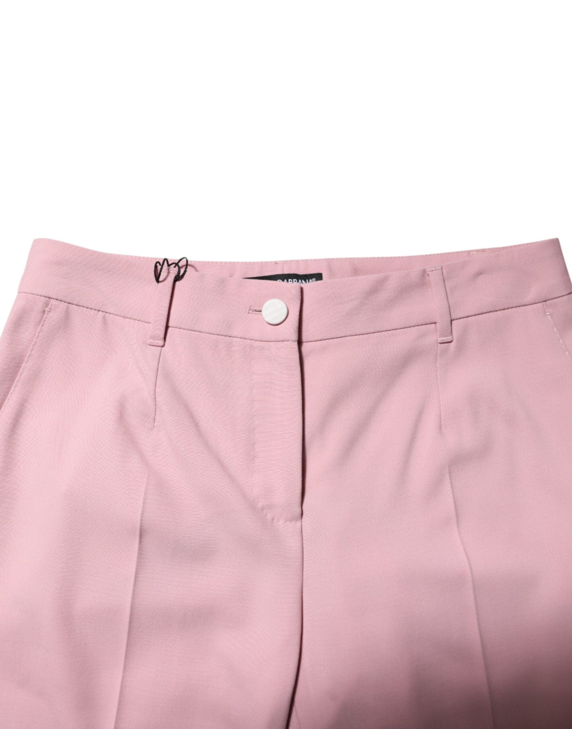 Dolce & Gabbana Pink Wool Mid Waist Tapered Pants Dolce & Gabbana