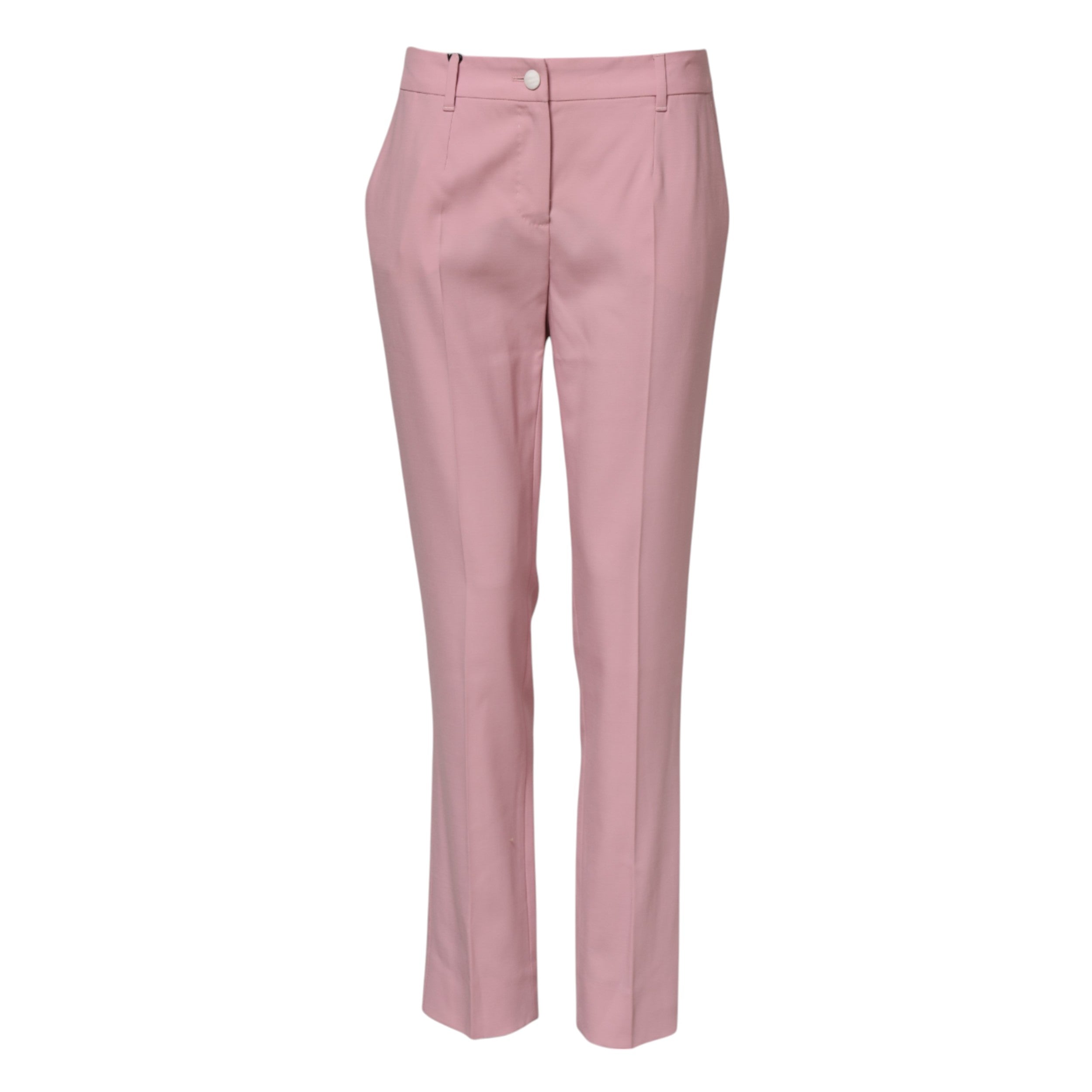 Dolce & Gabbana Pink Wool Mid Waist Tapered Pants Dolce & Gabbana