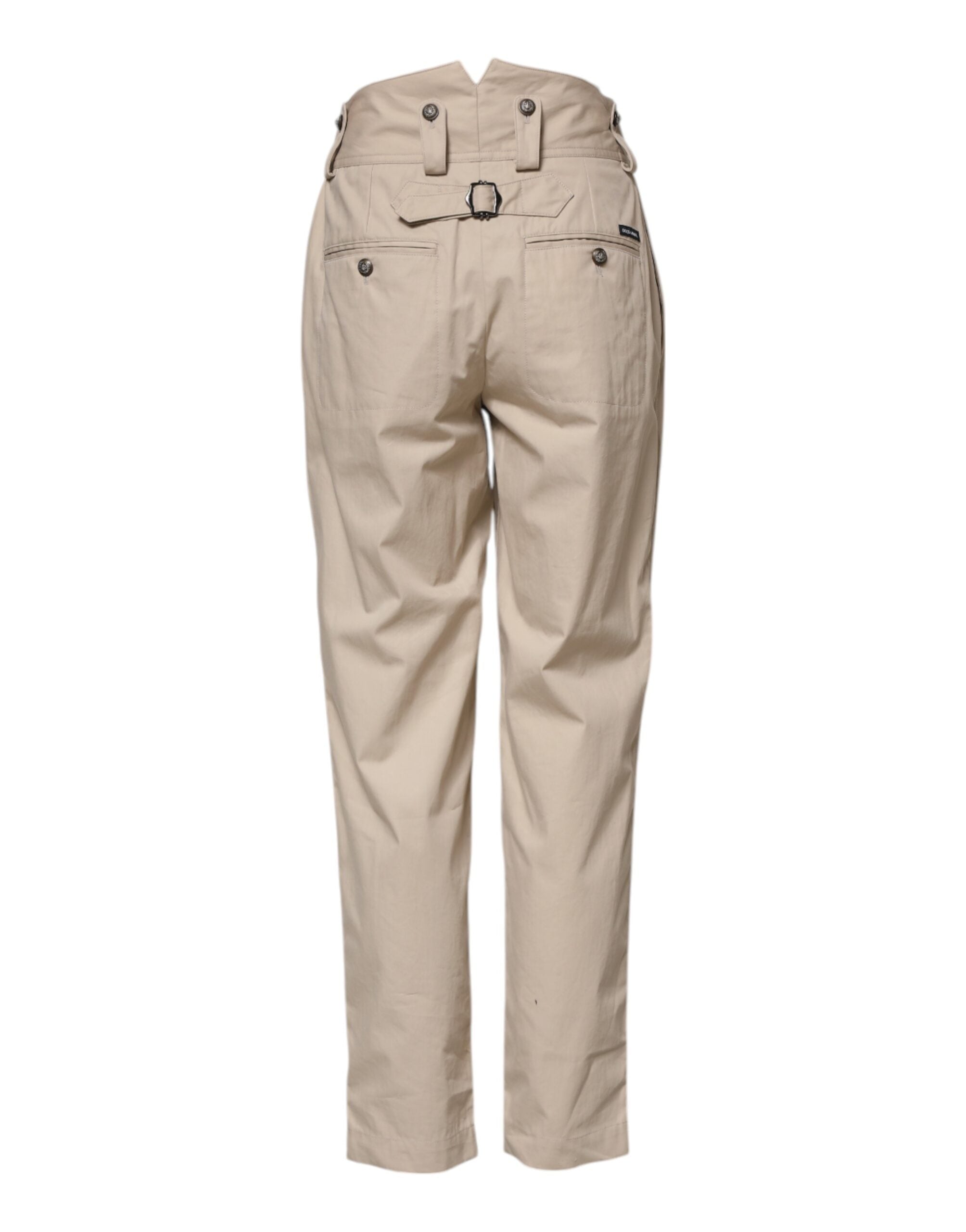 Dolce & Gabbana Beige Cotton High Waisted Pants Dolce & Gabbana