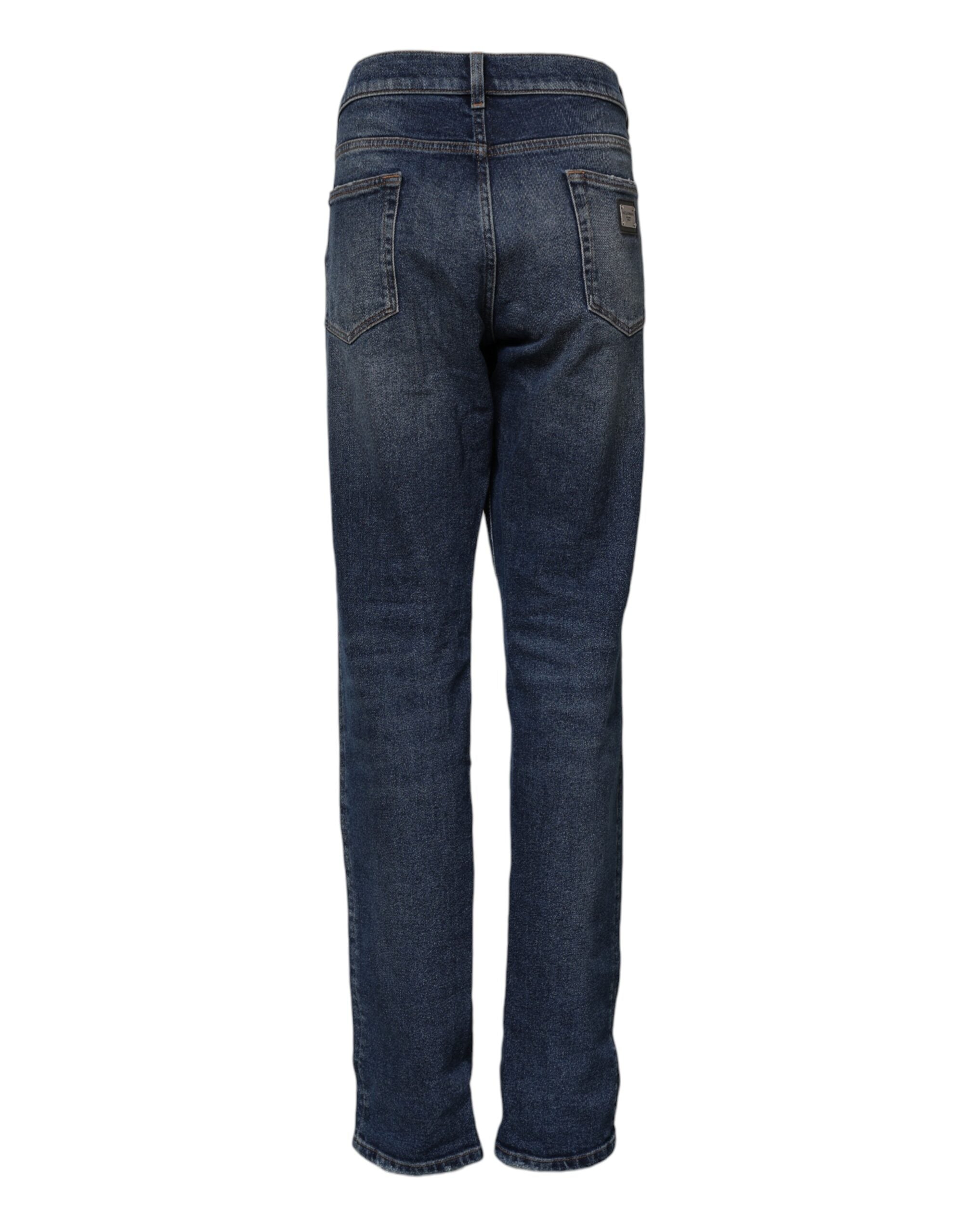 Dolce & Gabbana Blue Cotton Mid Waisted Straight Denim Jeans Dolce & Gabbana