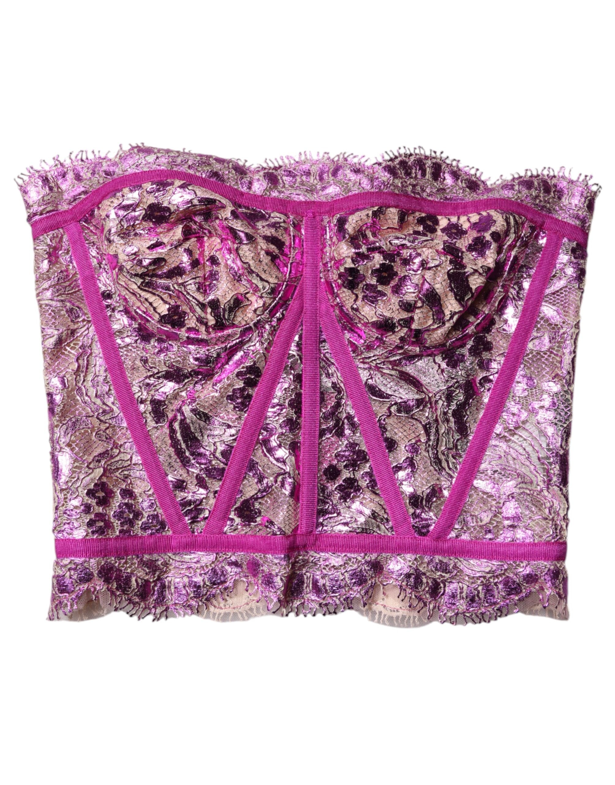 Dolce & Gabbana Pink Bustier Sleeveless Corset Blouse Top Dolce & Gabbana
