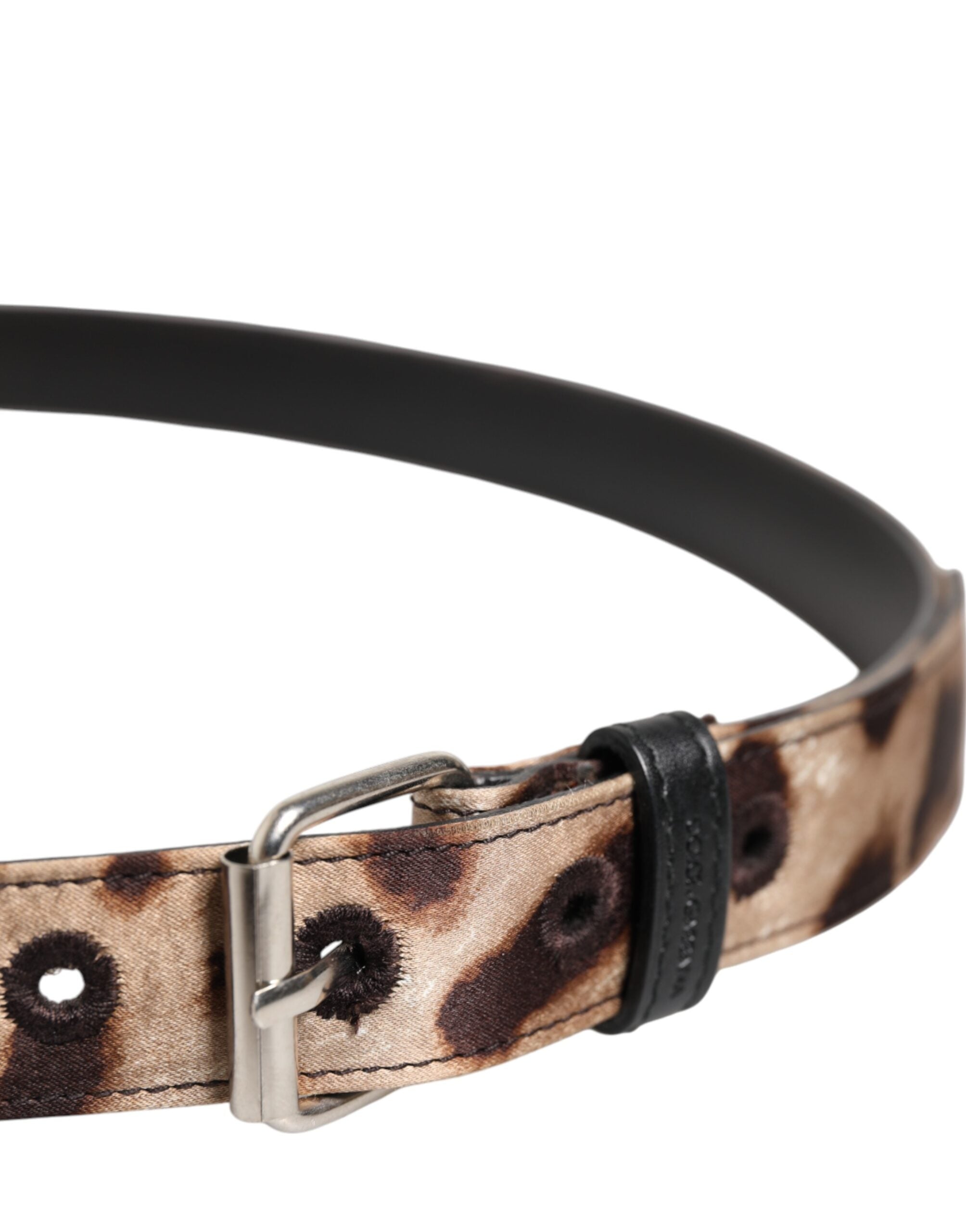 Dolce & Gabbana Brown Leopard Silver Metal Buckle Belt Dolce & Gabbana