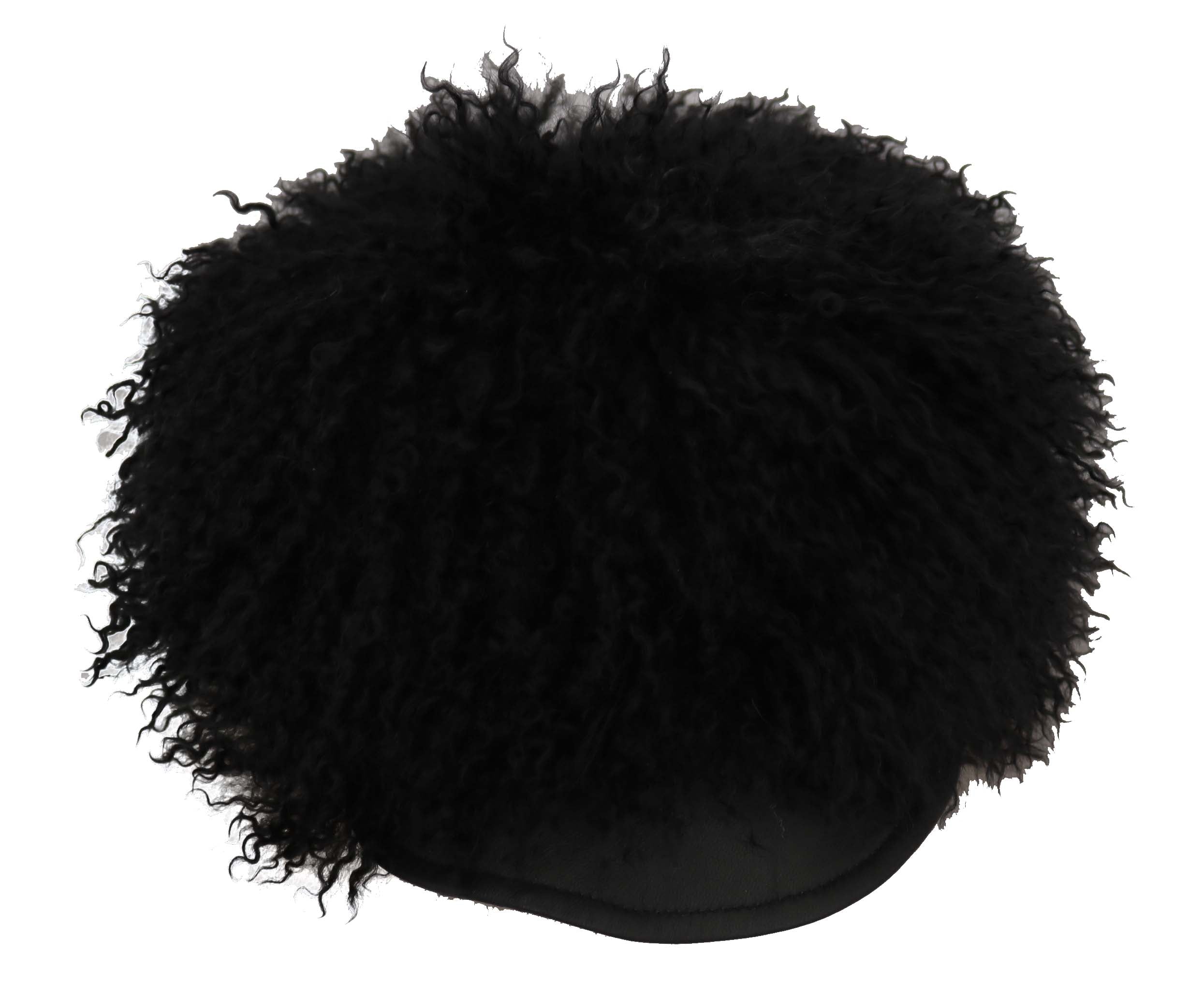 Dolce & Gabbana Black Tibet Lamb Fur Leather Gatsby Hat Dolce & Gabbana