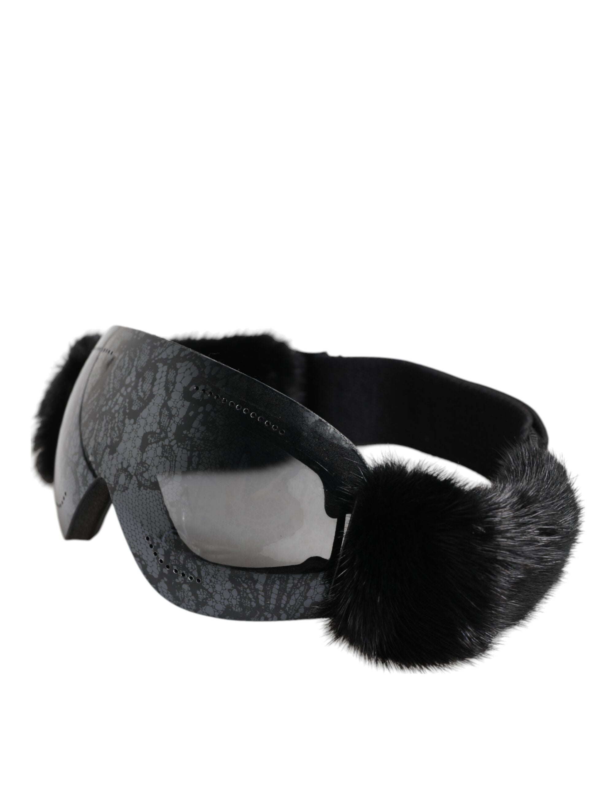 Dolce & Gabbana Black Bi0759 Lace Mirrored Ski Goggles Mask Sunglasses Dolce & Gabbana