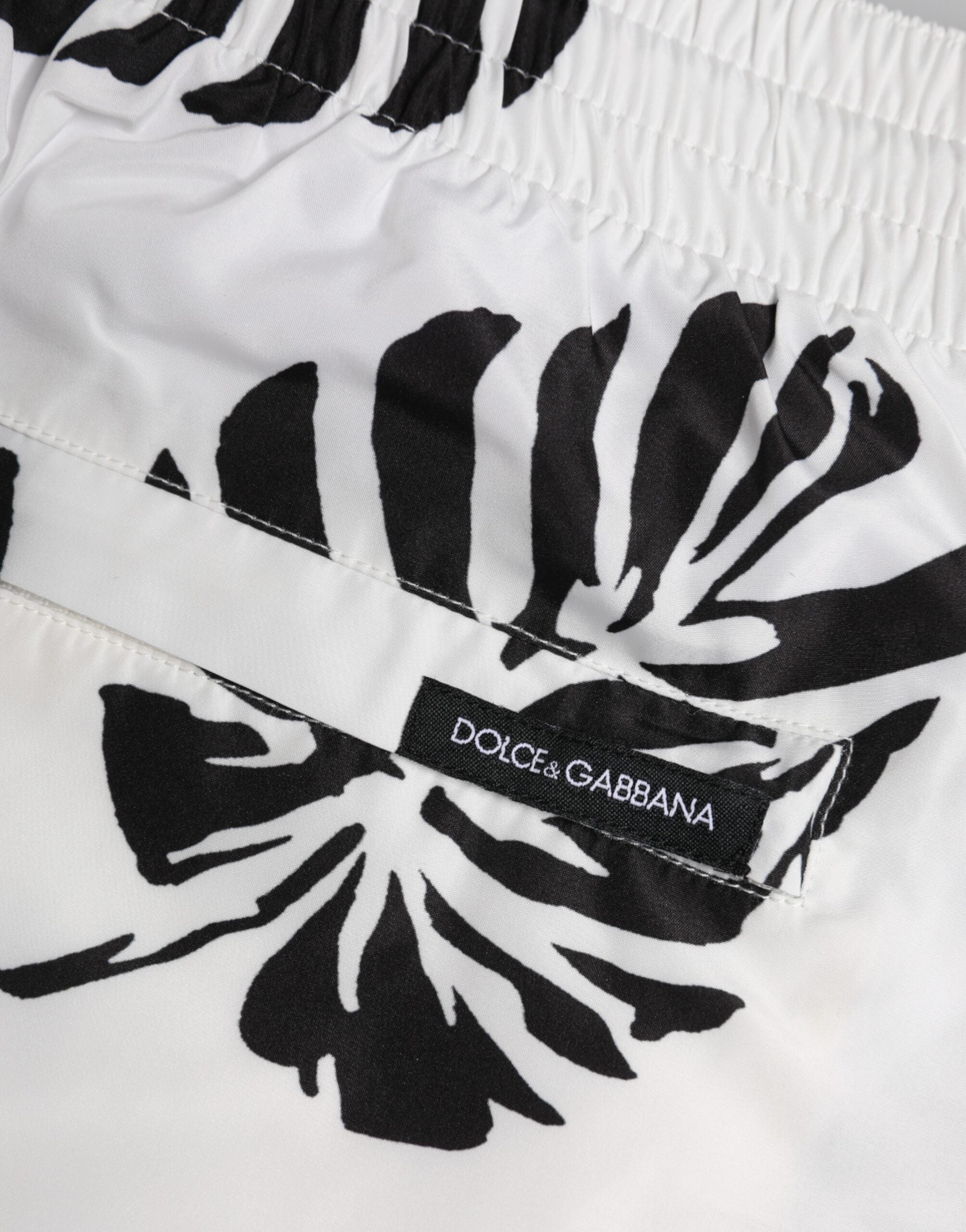 Dolce & Gabbana White Black Print Beachwear Shorts Swimwear Dolce & Gabbana