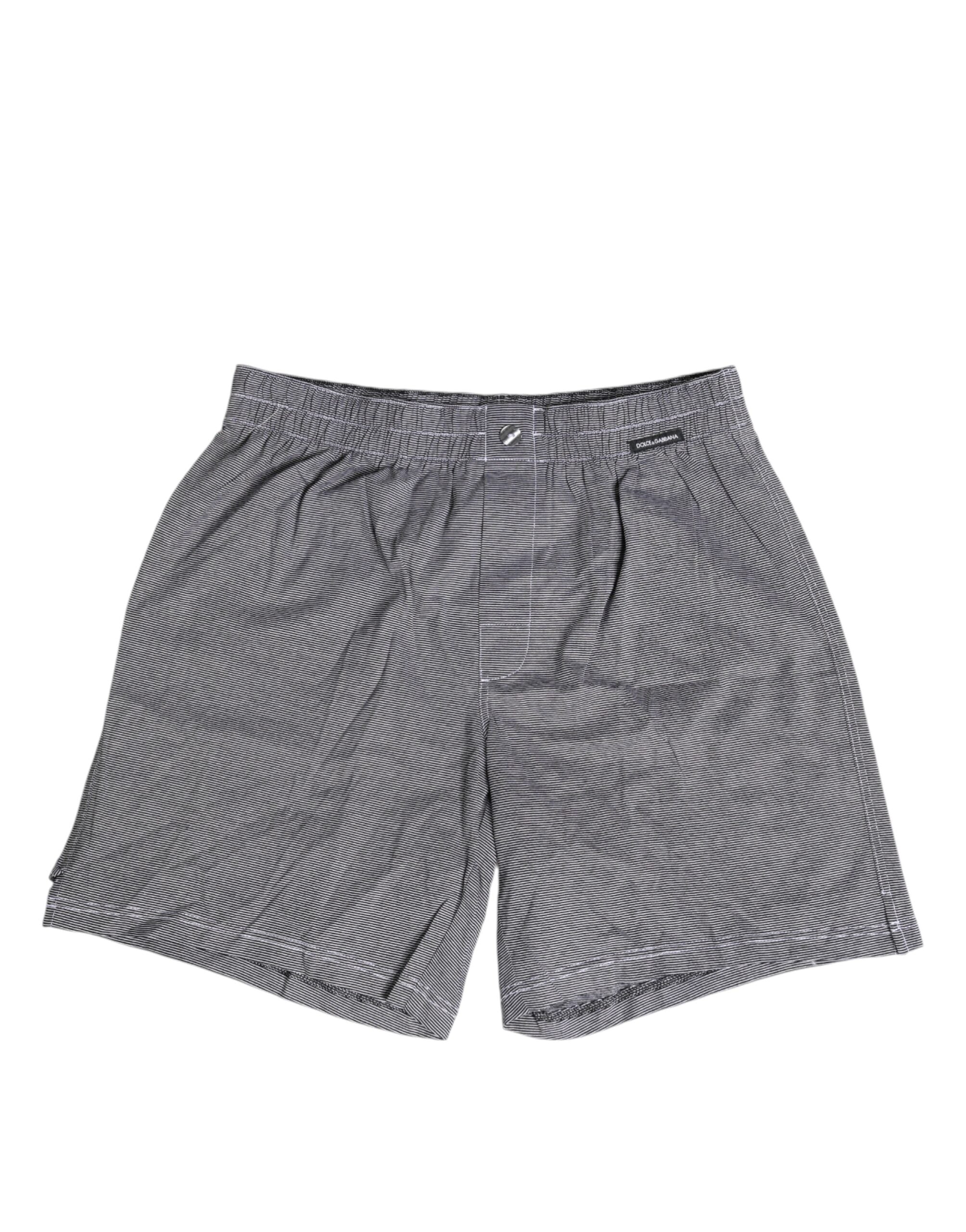 Dolce & Gabbana Gray Striped Cotton Regular Boxer Underwear Dolce & Gabbana