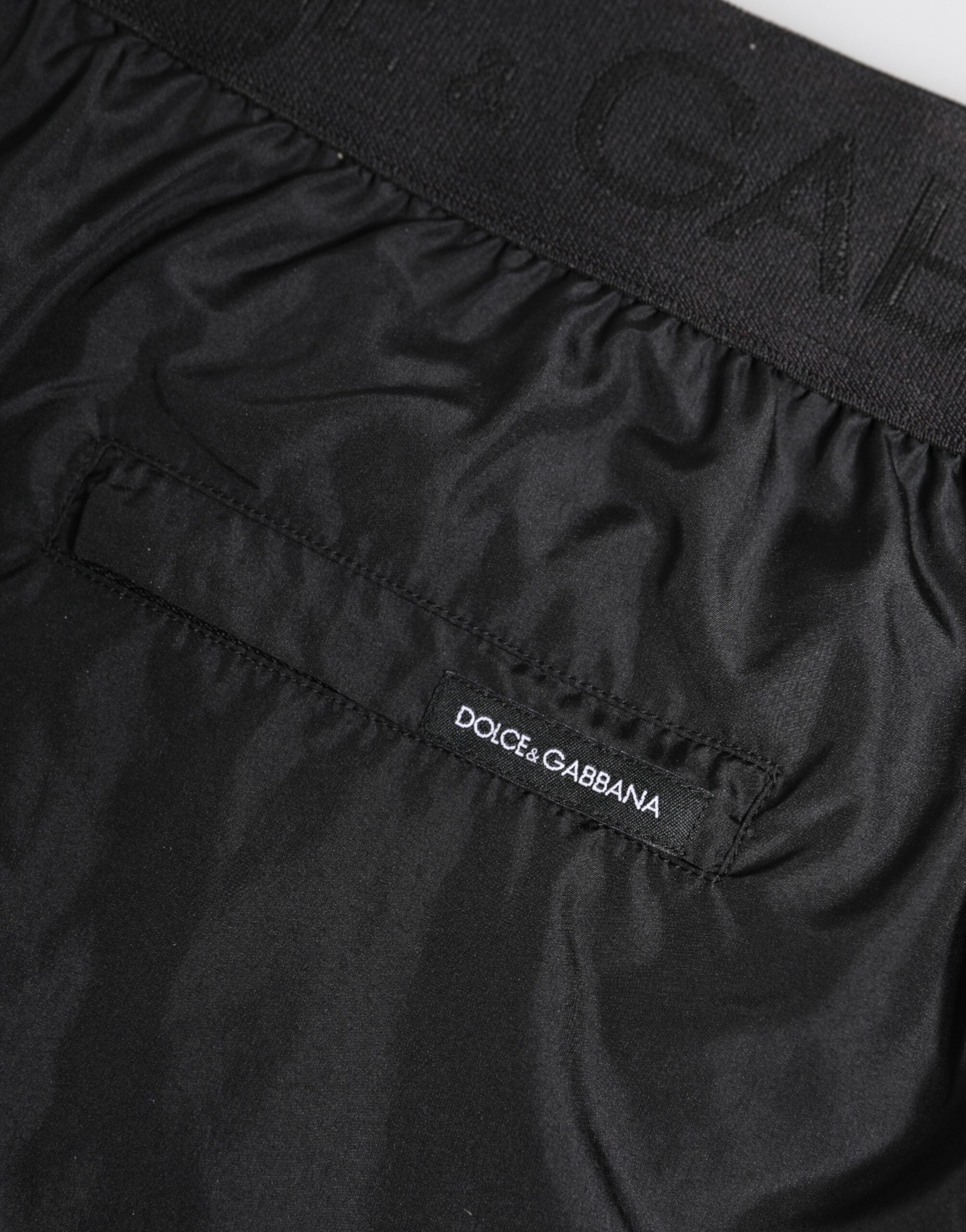 Dolce & Gabbana Black Logo Print Beachwear Men Shorts Swimwear Dolce & Gabbana