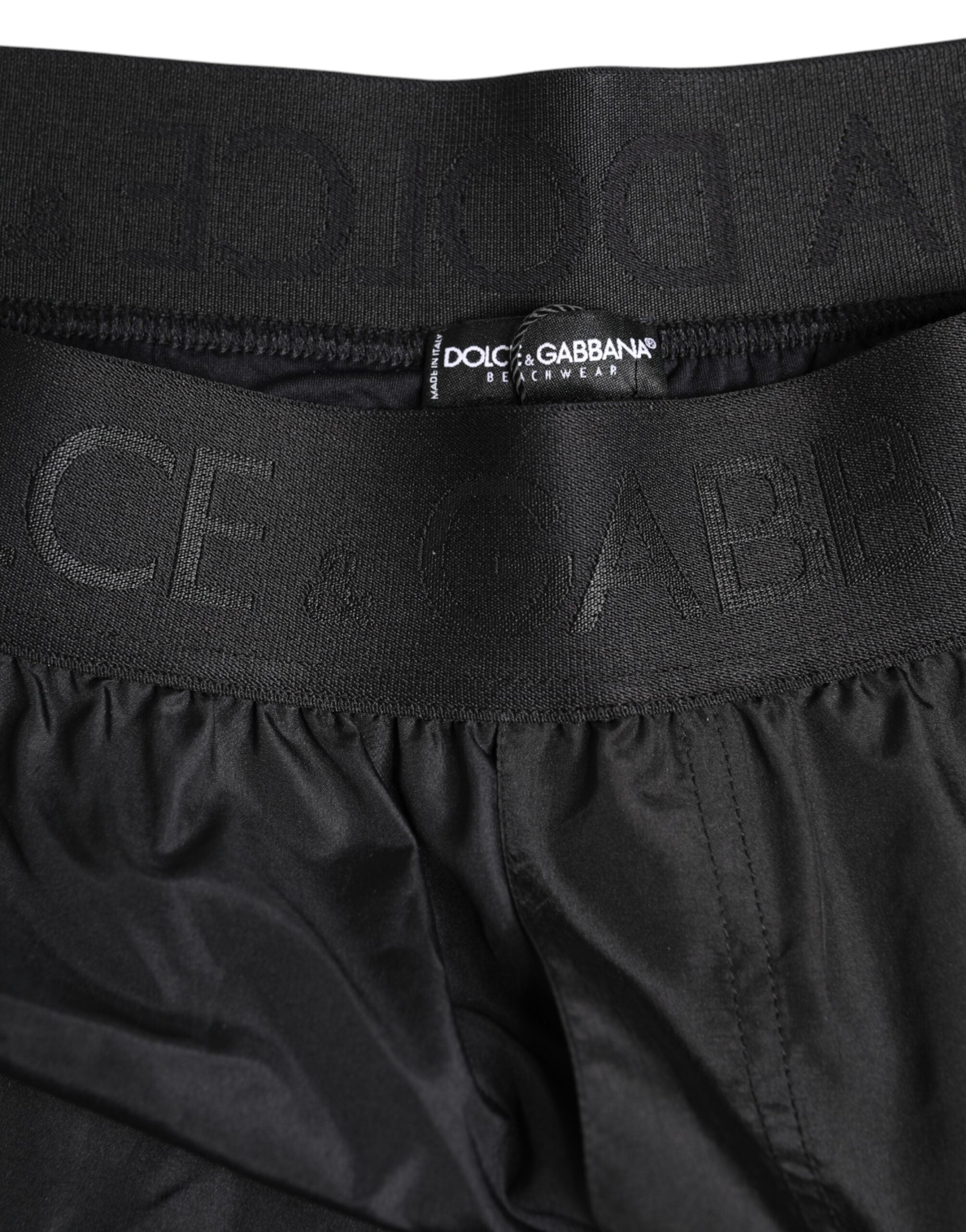 Dolce & Gabbana Black Logo Print Beachwear Men Shorts Swimwear Dolce & Gabbana