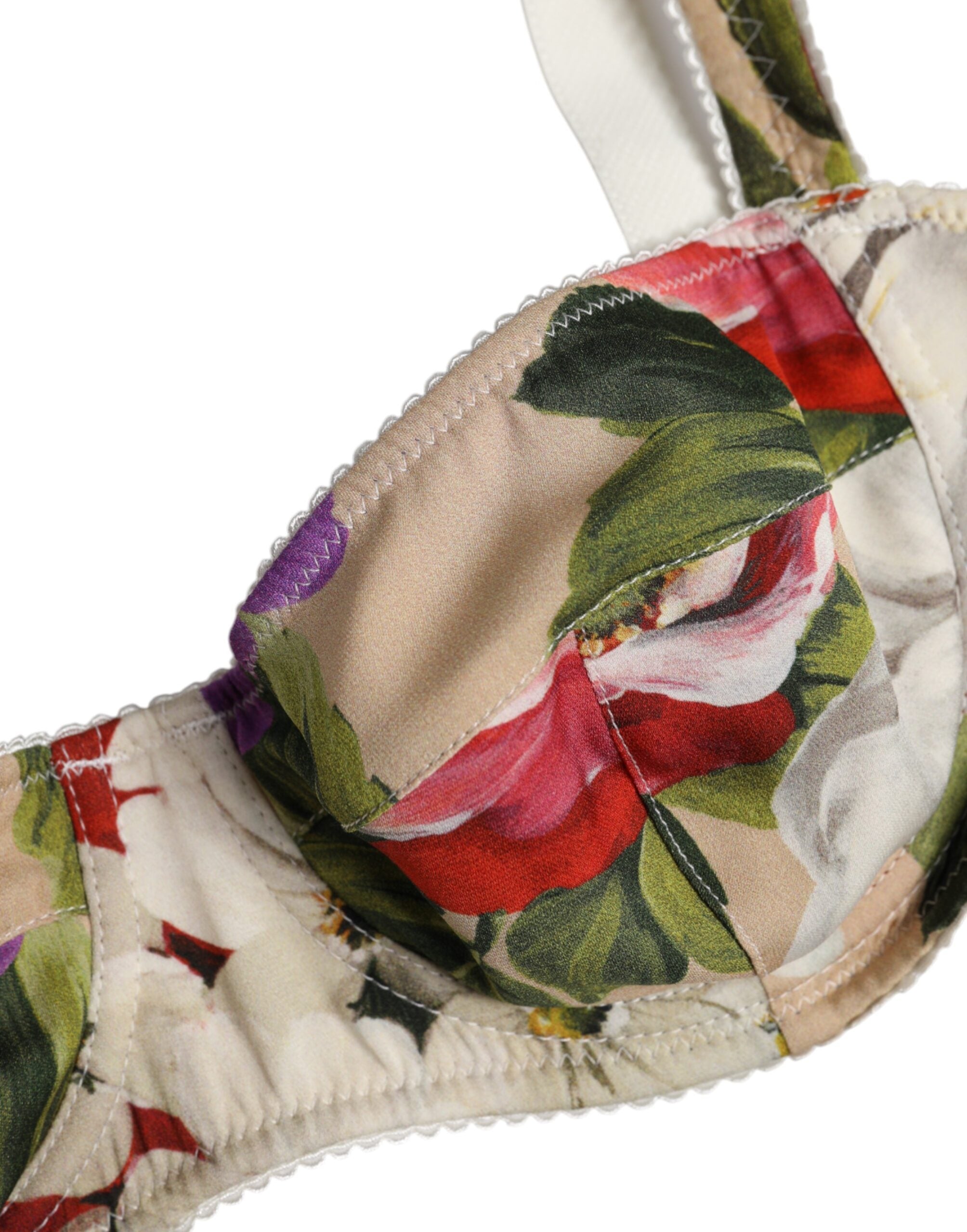 Dolce & Gabbana Beige Floral Balconcino Underwired Bra Underwear Dolce & Gabbana