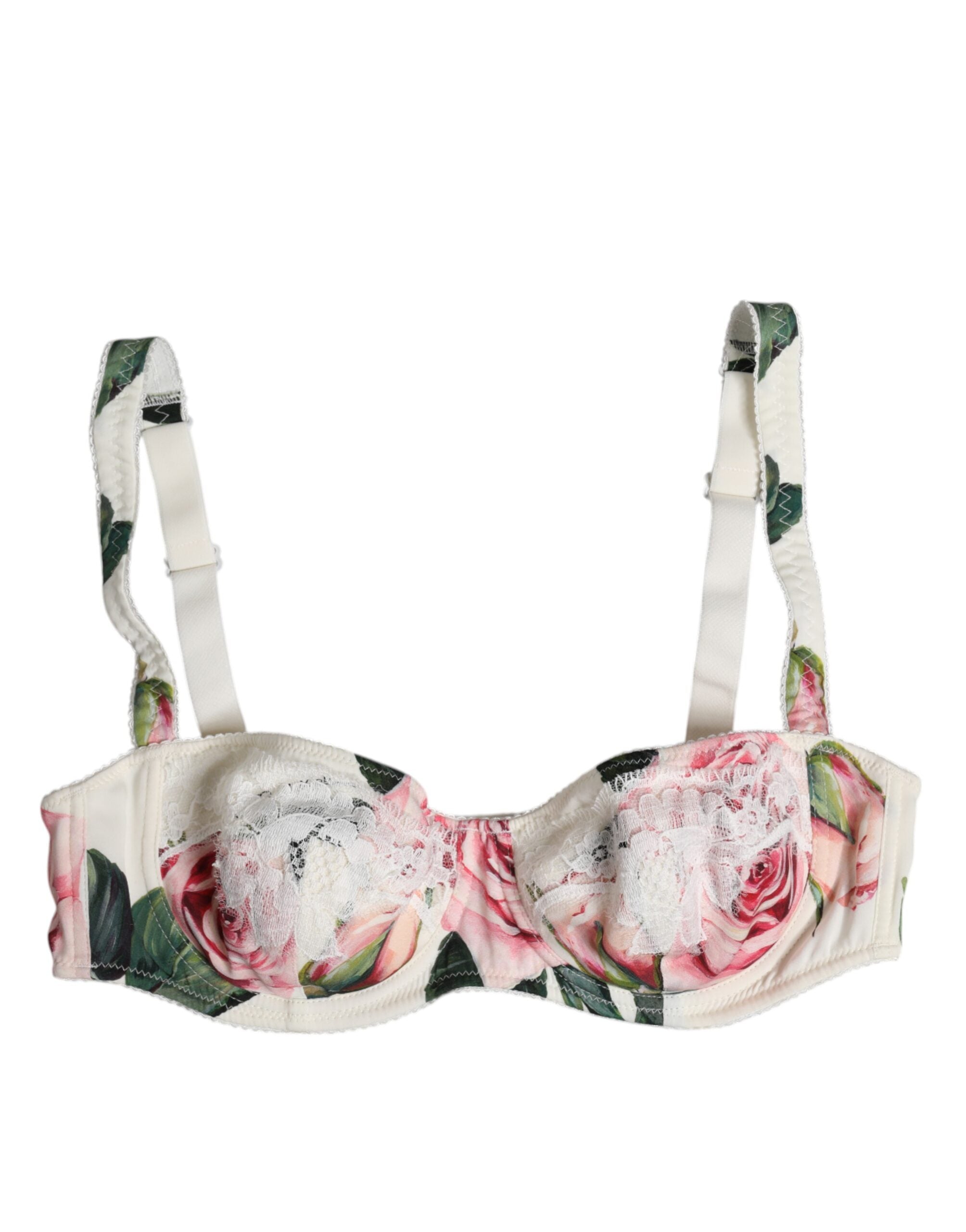 Dolce & Gabbana White Floral Balconette Underwired Bra Underwear Dolce & Gabbana