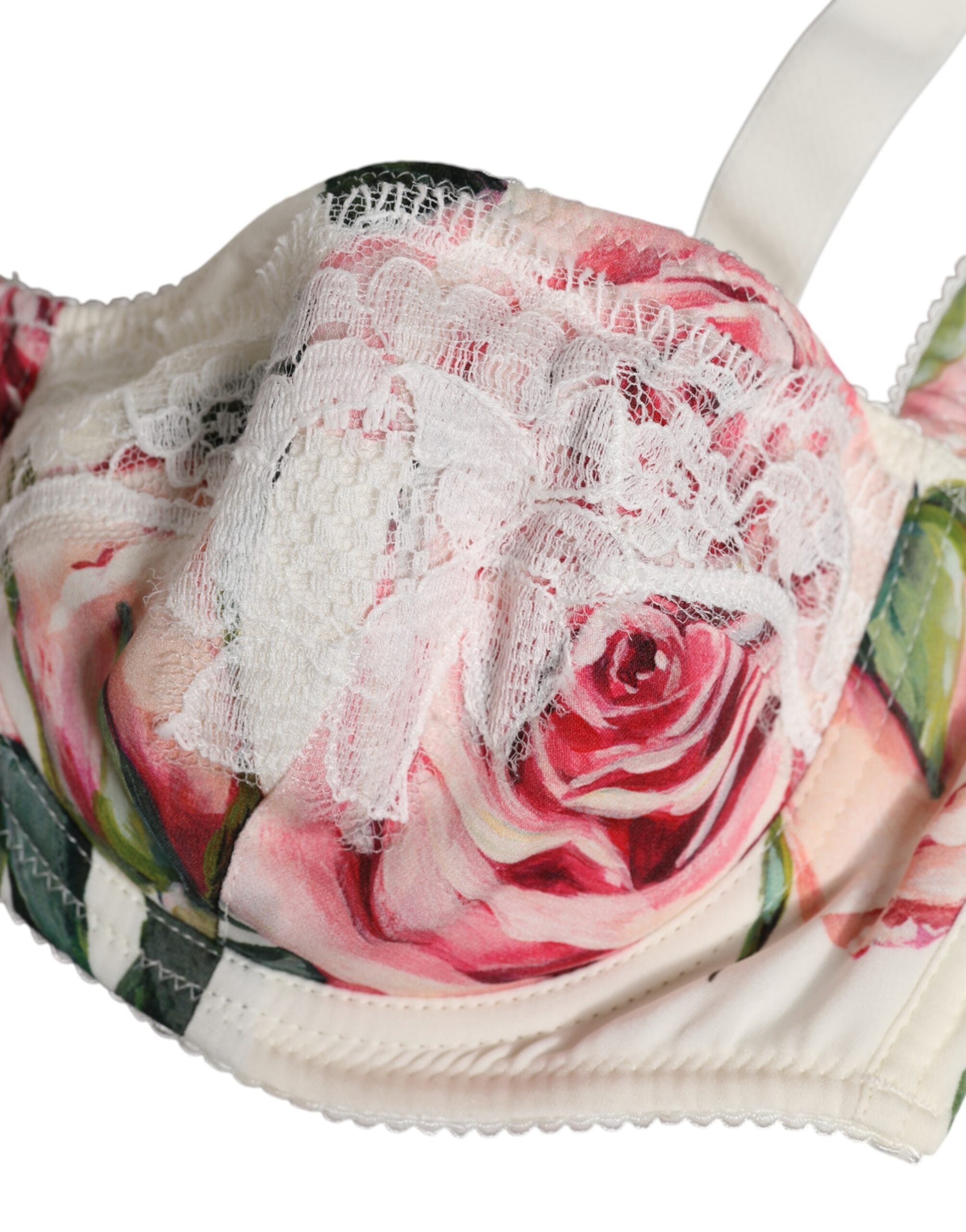 Dolce & Gabbana White Floral Balconette Underwired Bra Underwear Dolce & Gabbana