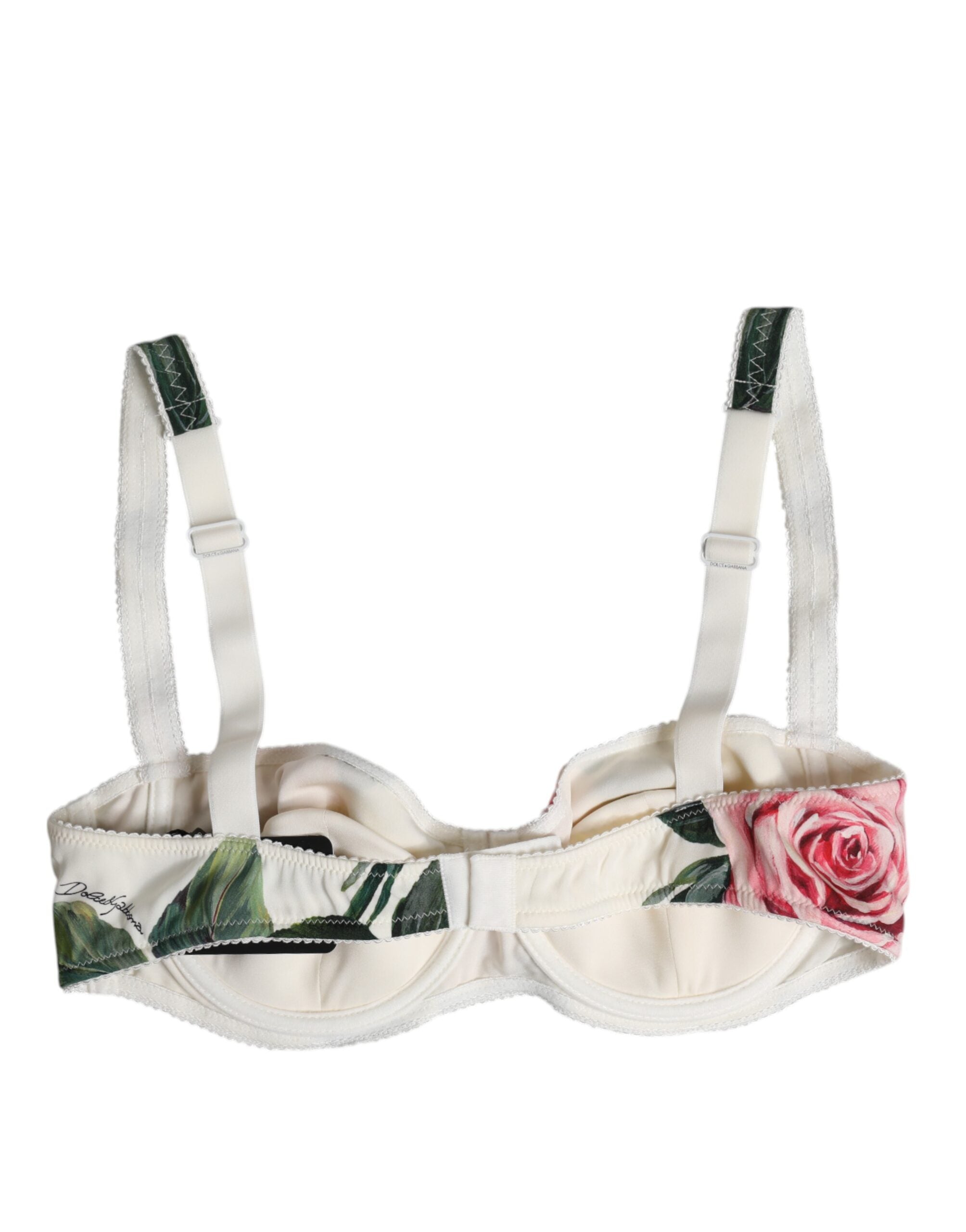 Dolce & Gabbana White Floral Balconette Underwired Bra Underwear Dolce & Gabbana