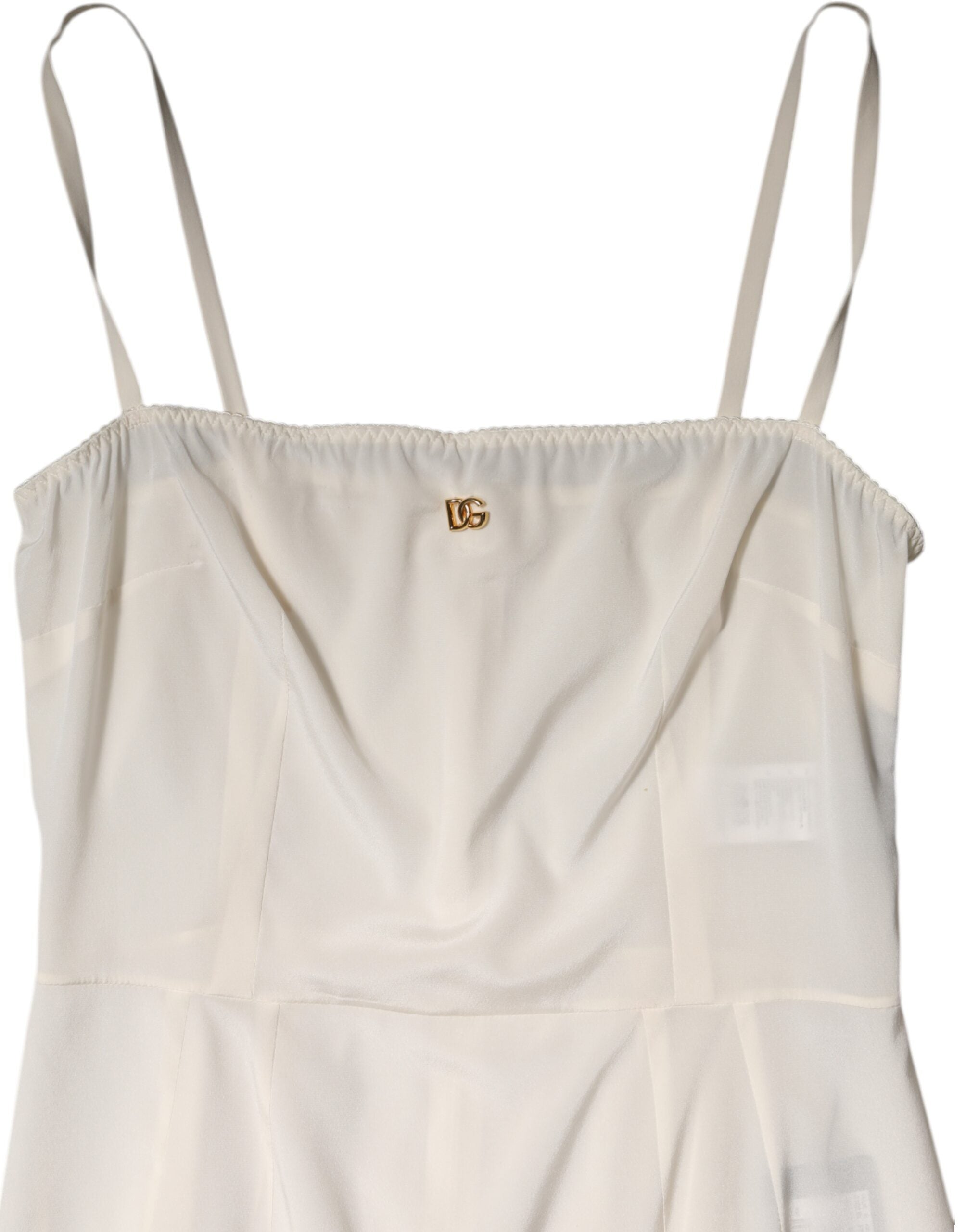 Dolce & Gabbana White Full Slip DG Logo Silk Dress Sleepwear Dolce & Gabbana