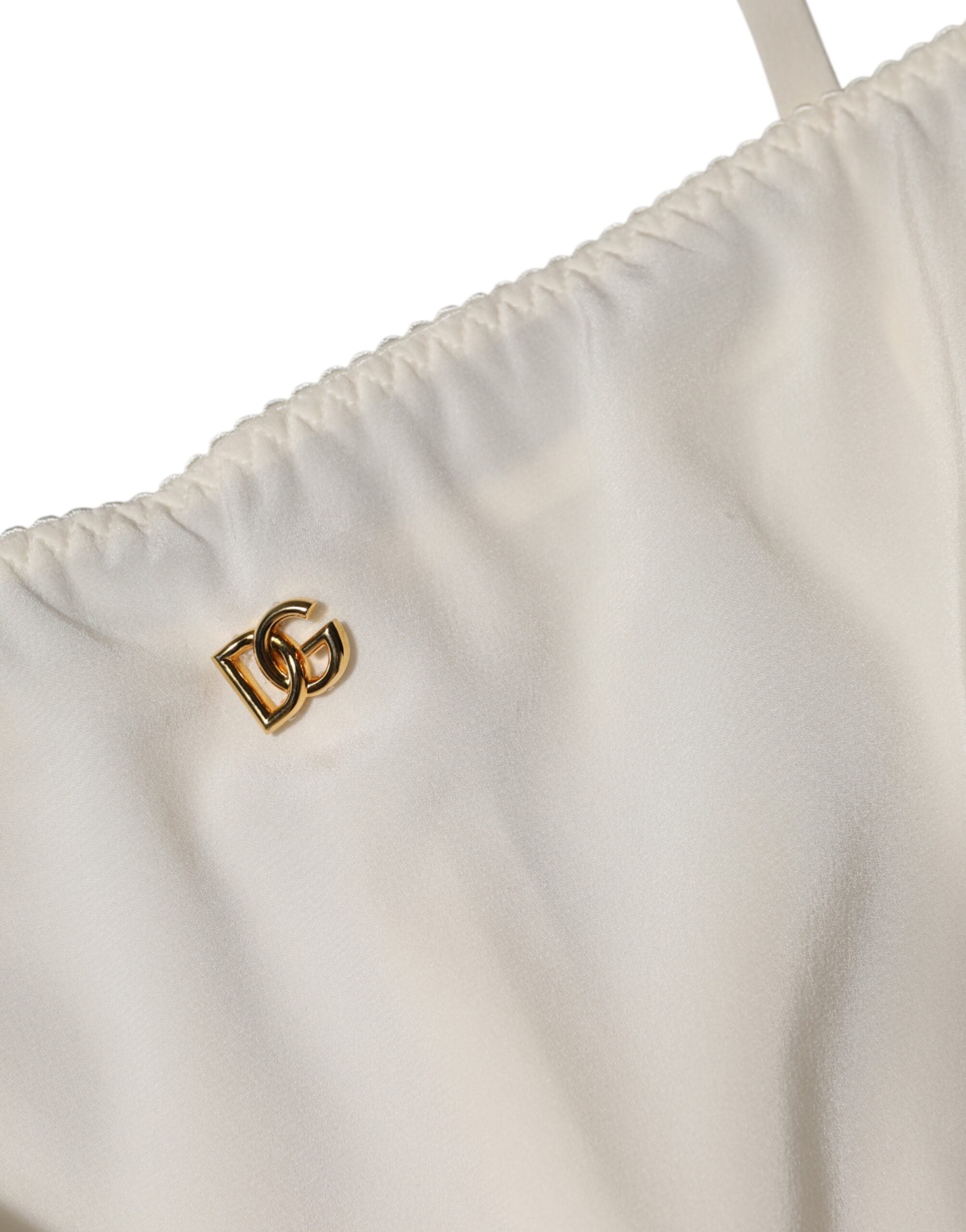 Dolce & Gabbana White Full Slip DG Logo Silk Dress Sleepwear Dolce & Gabbana
