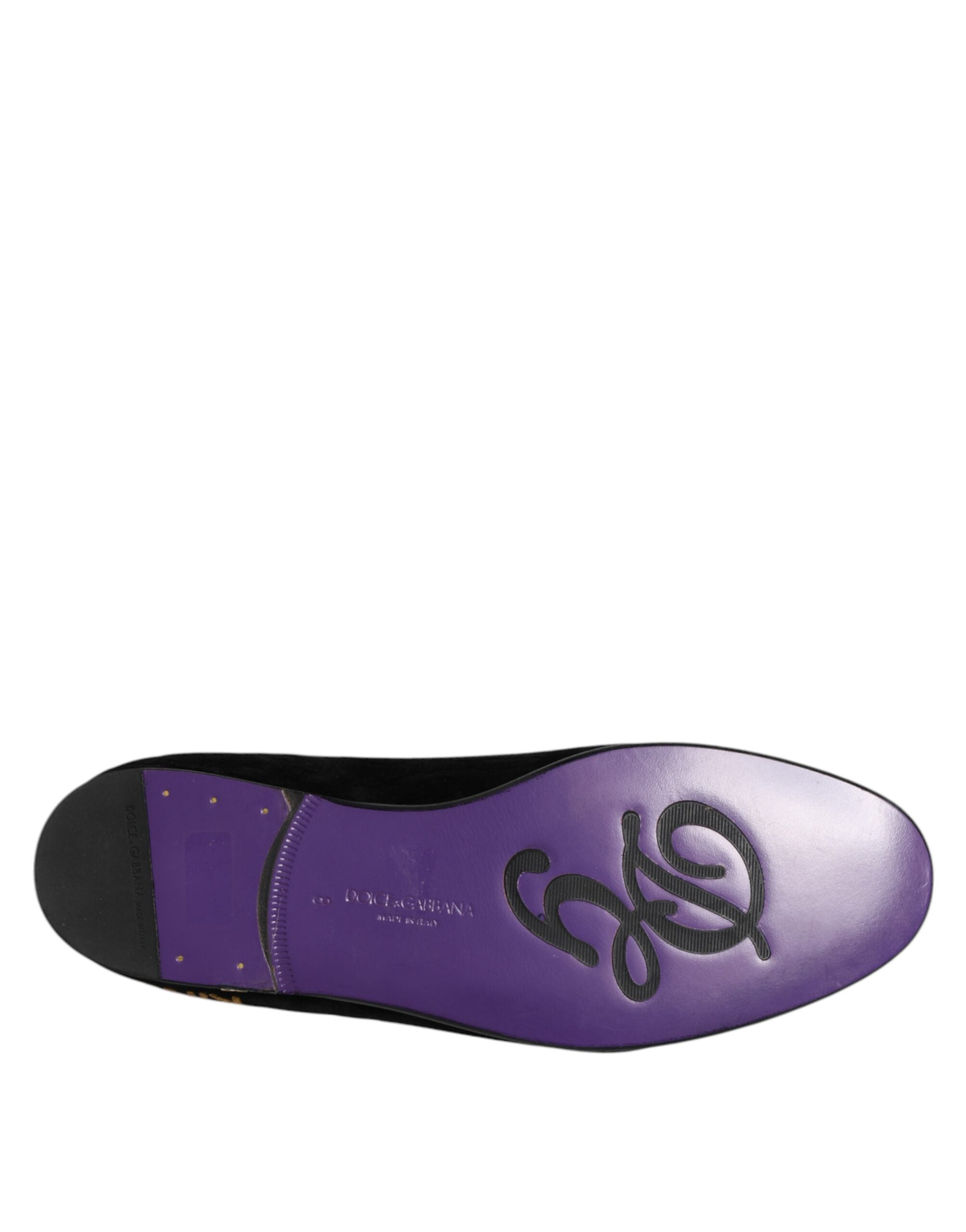 Dolce & Gabbana Black DG Crown Embroidery Loafers Slip On Shoes Dolce & Gabbana
