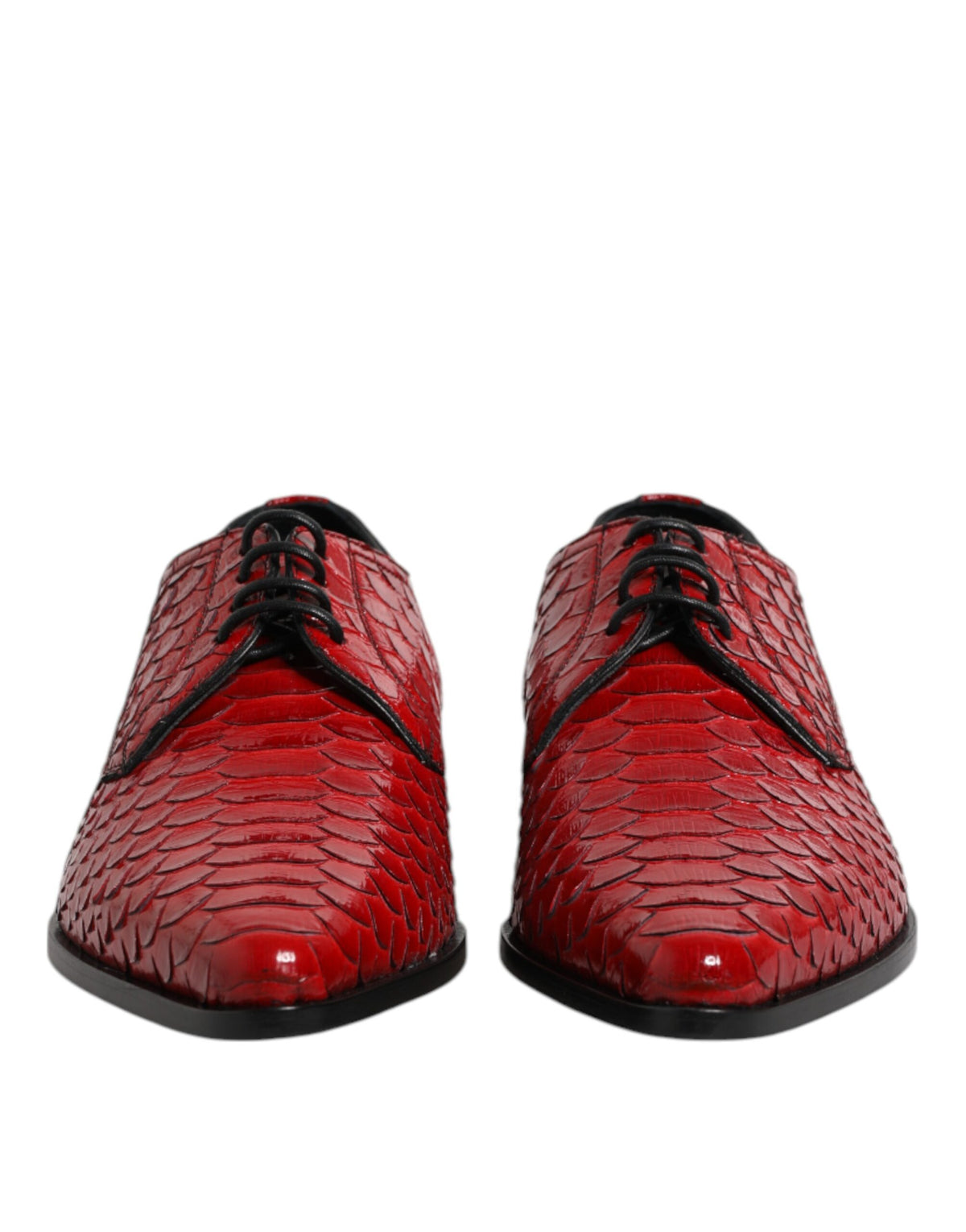 Dolce & Gabbana Red Exotic Leather Lace Up Dress Derby Shoes