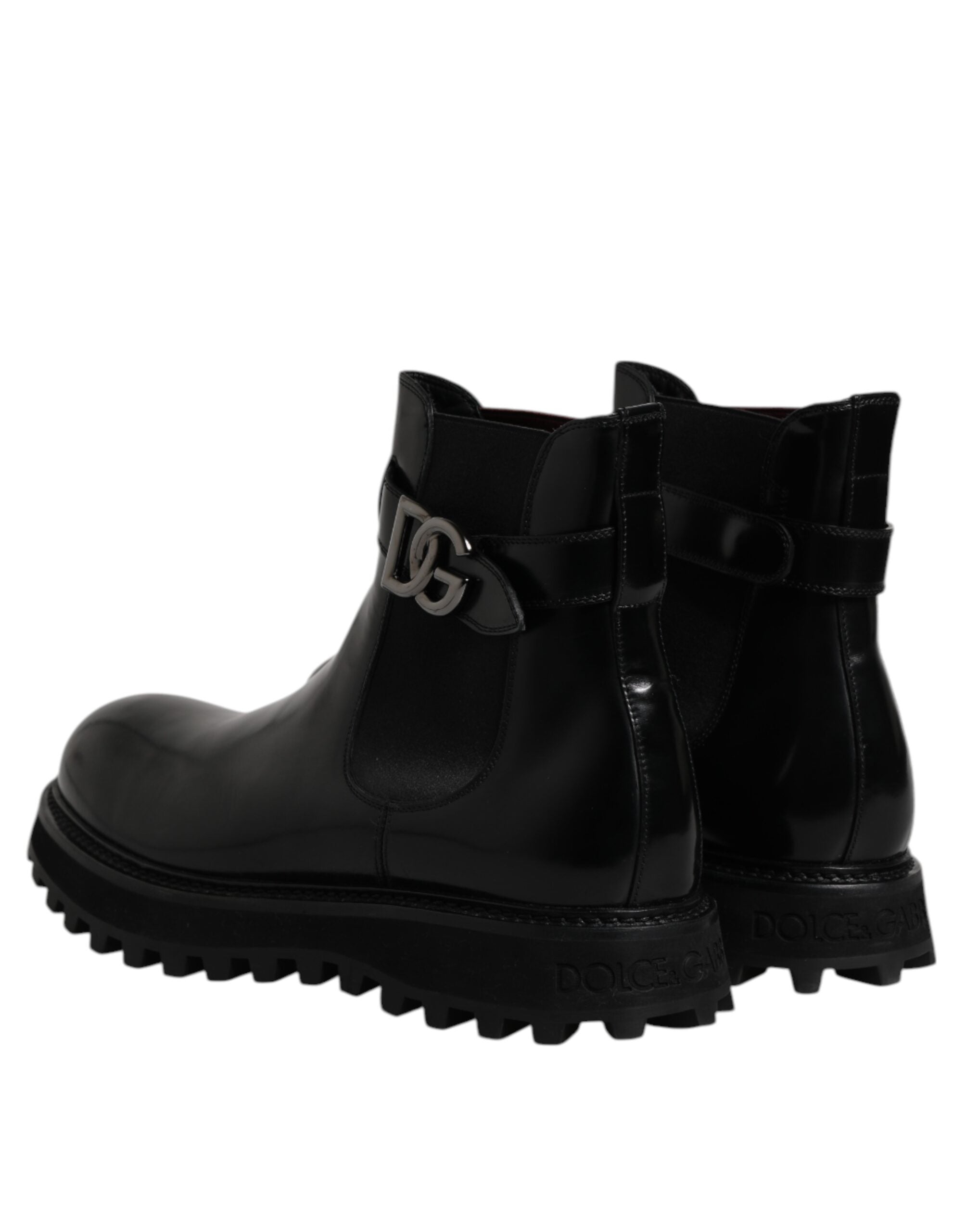 Dolce & Gabbana Black Belted DG Logo Men Chelsea Boots Shoes Dolce & Gabbana