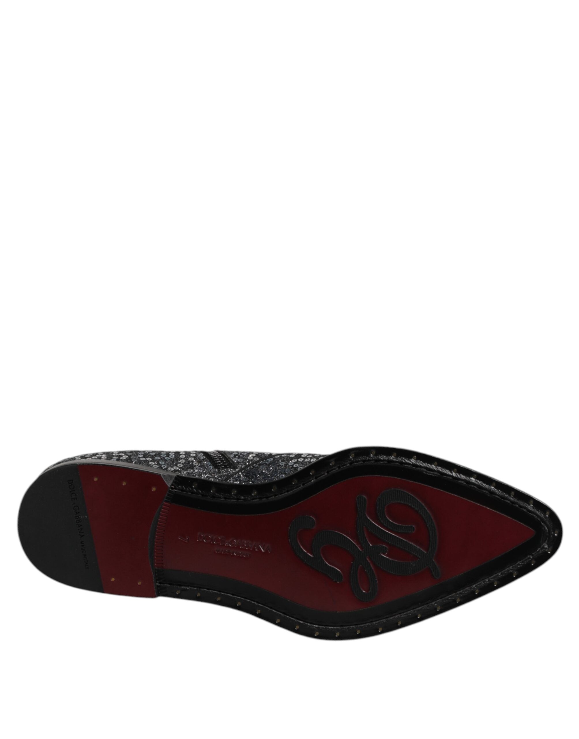 Dolce & Gabbana Dark Gray Cotton Sequined Chelsea Boots Shoes Dolce & Gabbana
