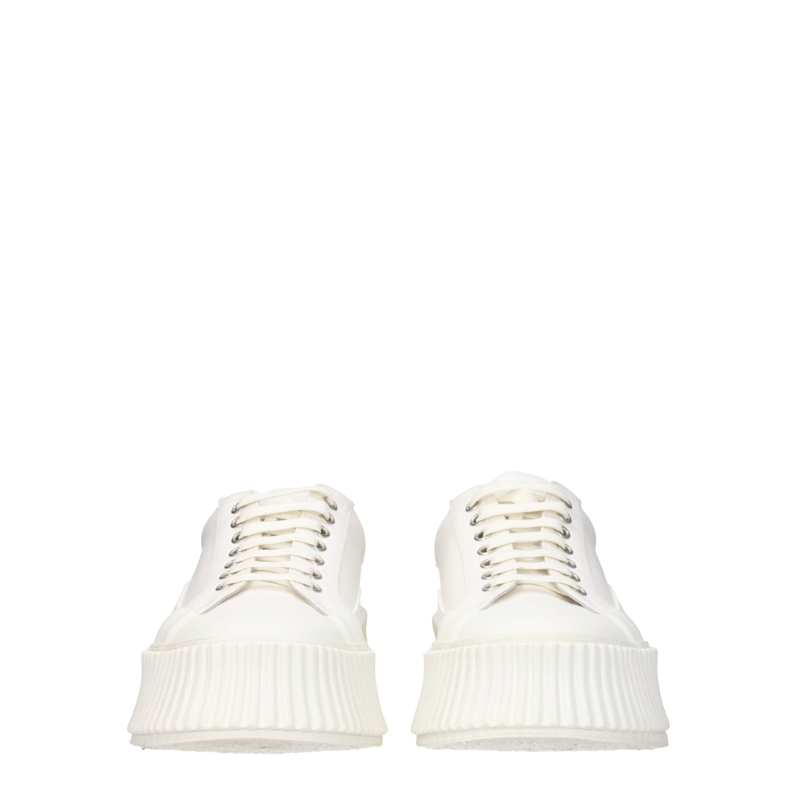 Jil Sander White Fabric Platform Sneakers Jil Sander
