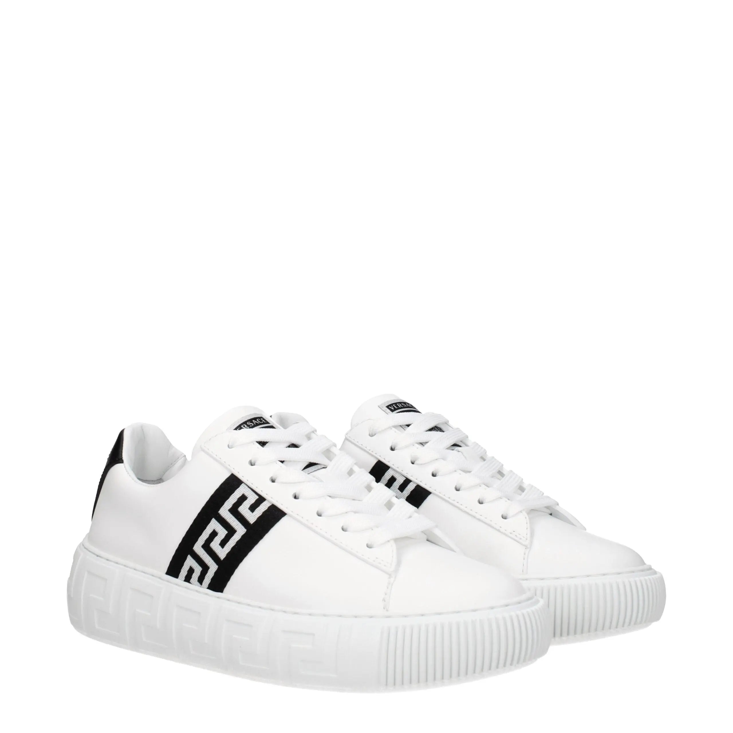 Versace White Leather Low Top Sneakers Versace