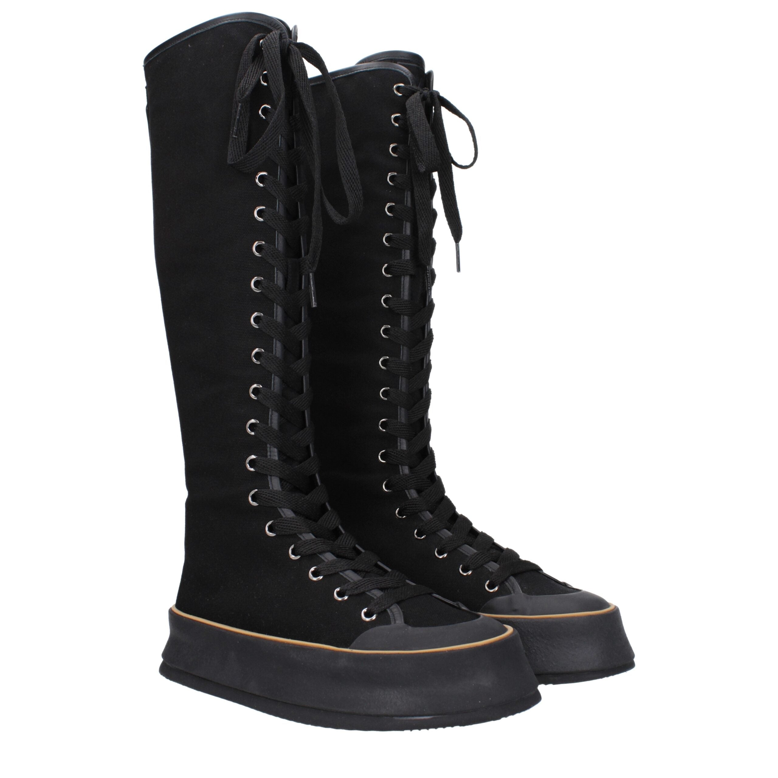 Max Mara Black Fabric Lace-Up Boots Max Mara