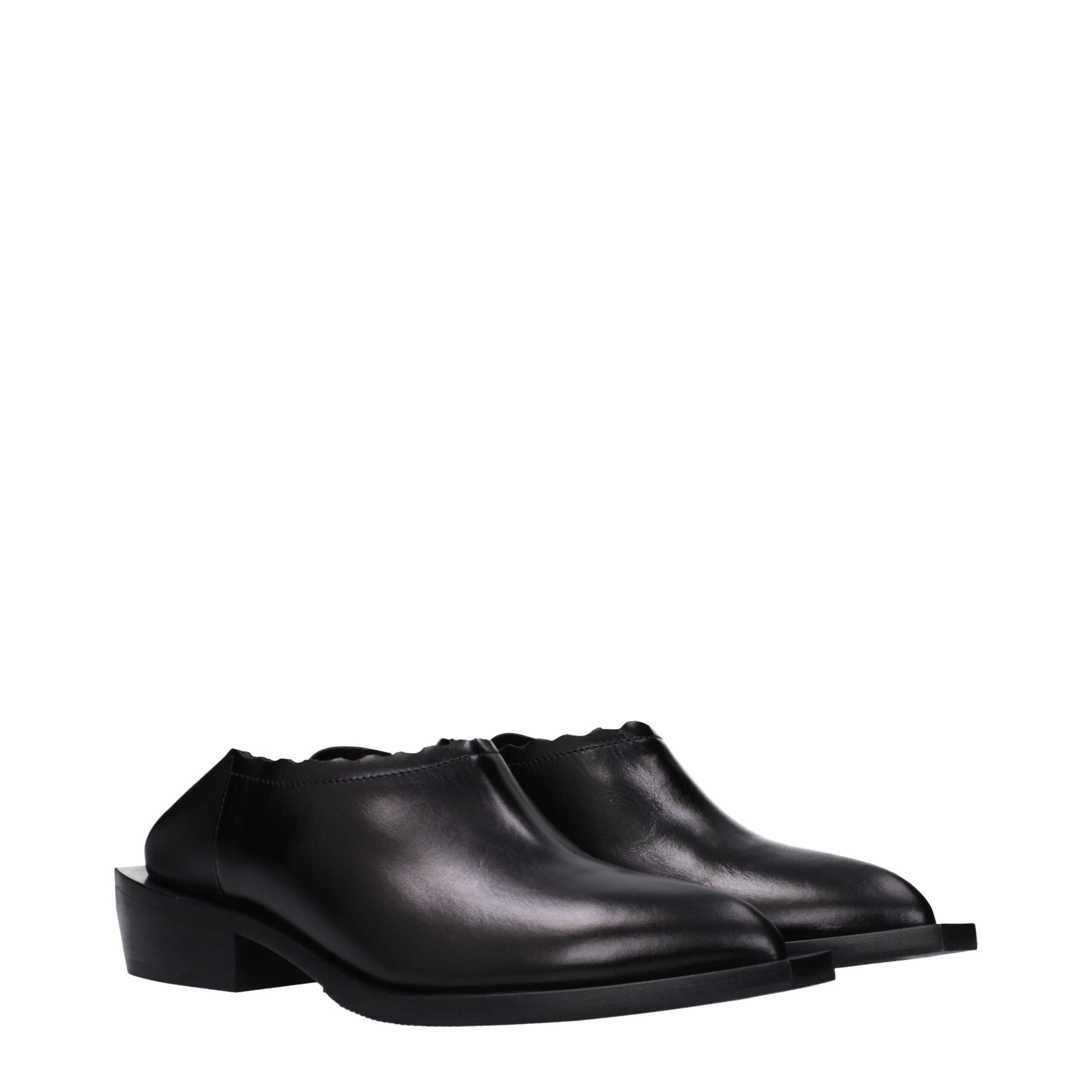 Moschino Black Leather Mules Moschino