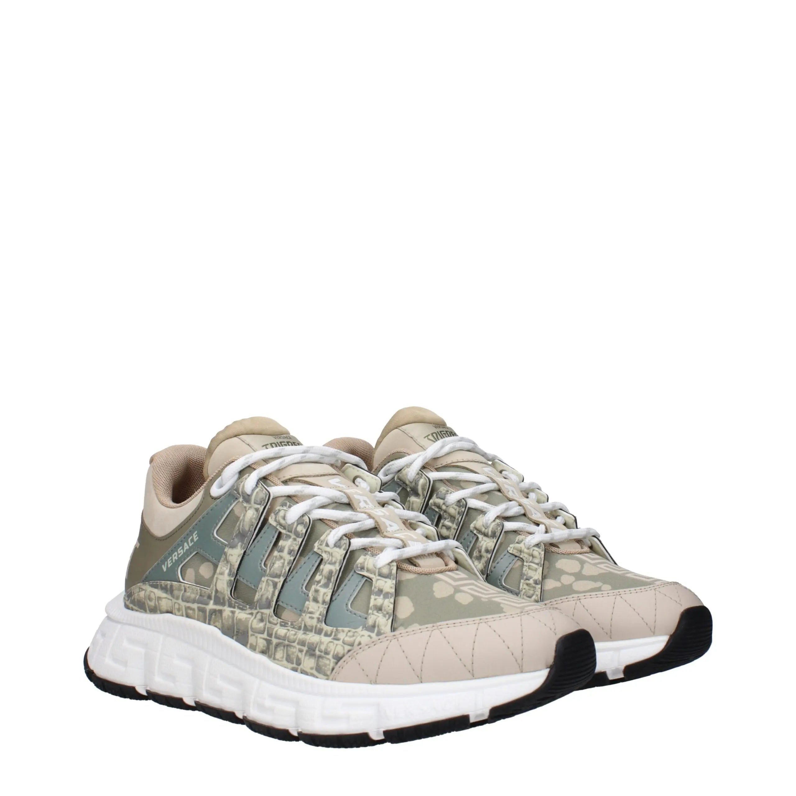 Versace Green Fabric Low Top Sneakers Versace
