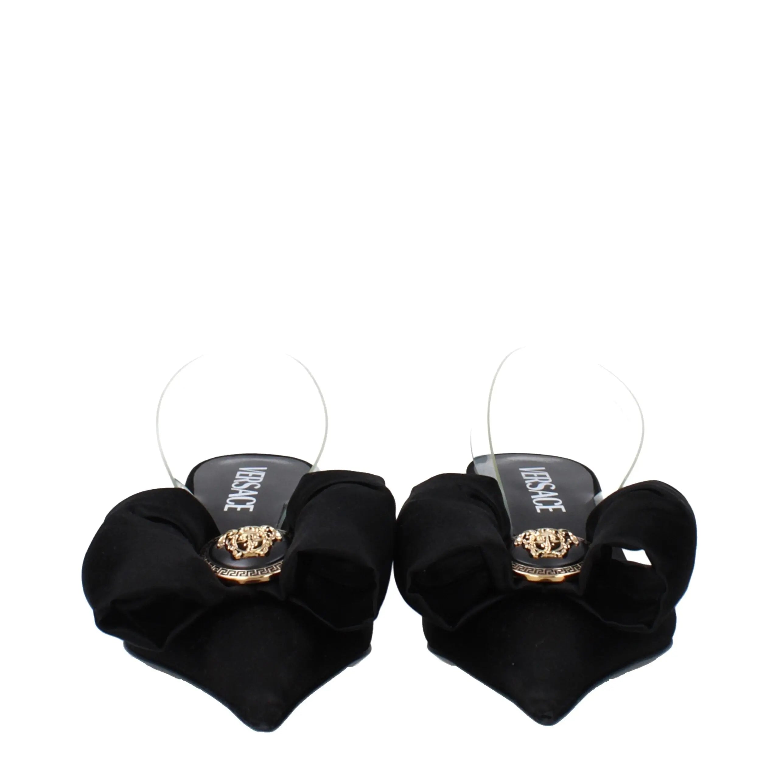 Versace Black Satin Flat Sandals Versace