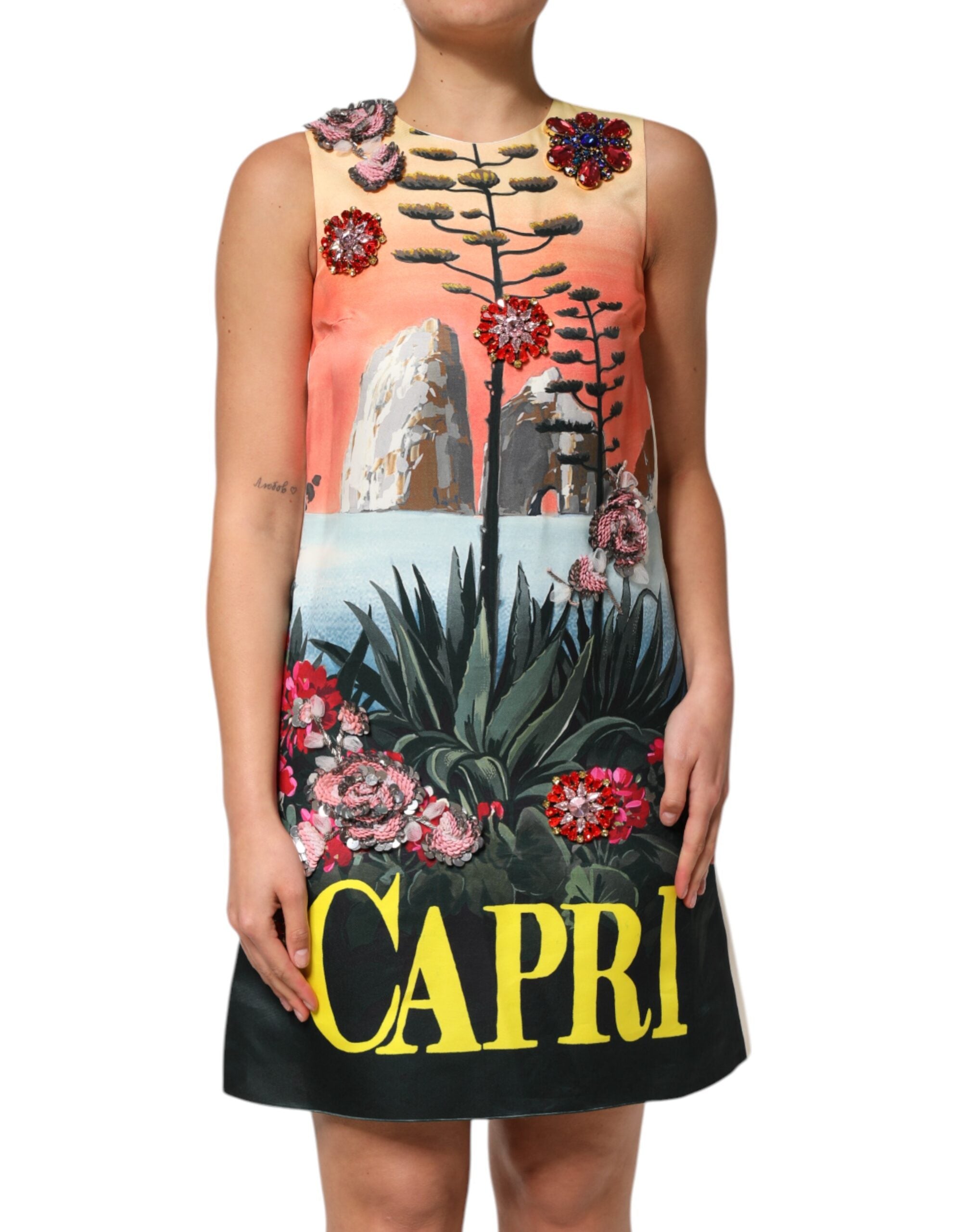 Dolce & Gabbana Multicolor Crystal Embellished A-line Mini Dress Dolce & Gabbana