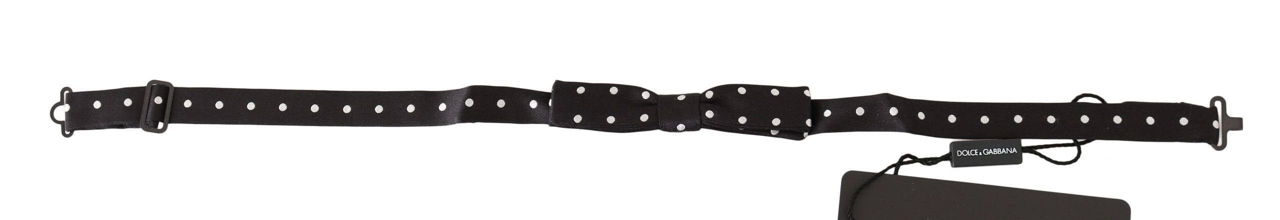 Dolce & Gabbana Black 100% Silk Polka Dot Adjustable Neck Bow Tie Dolce & Gabbana