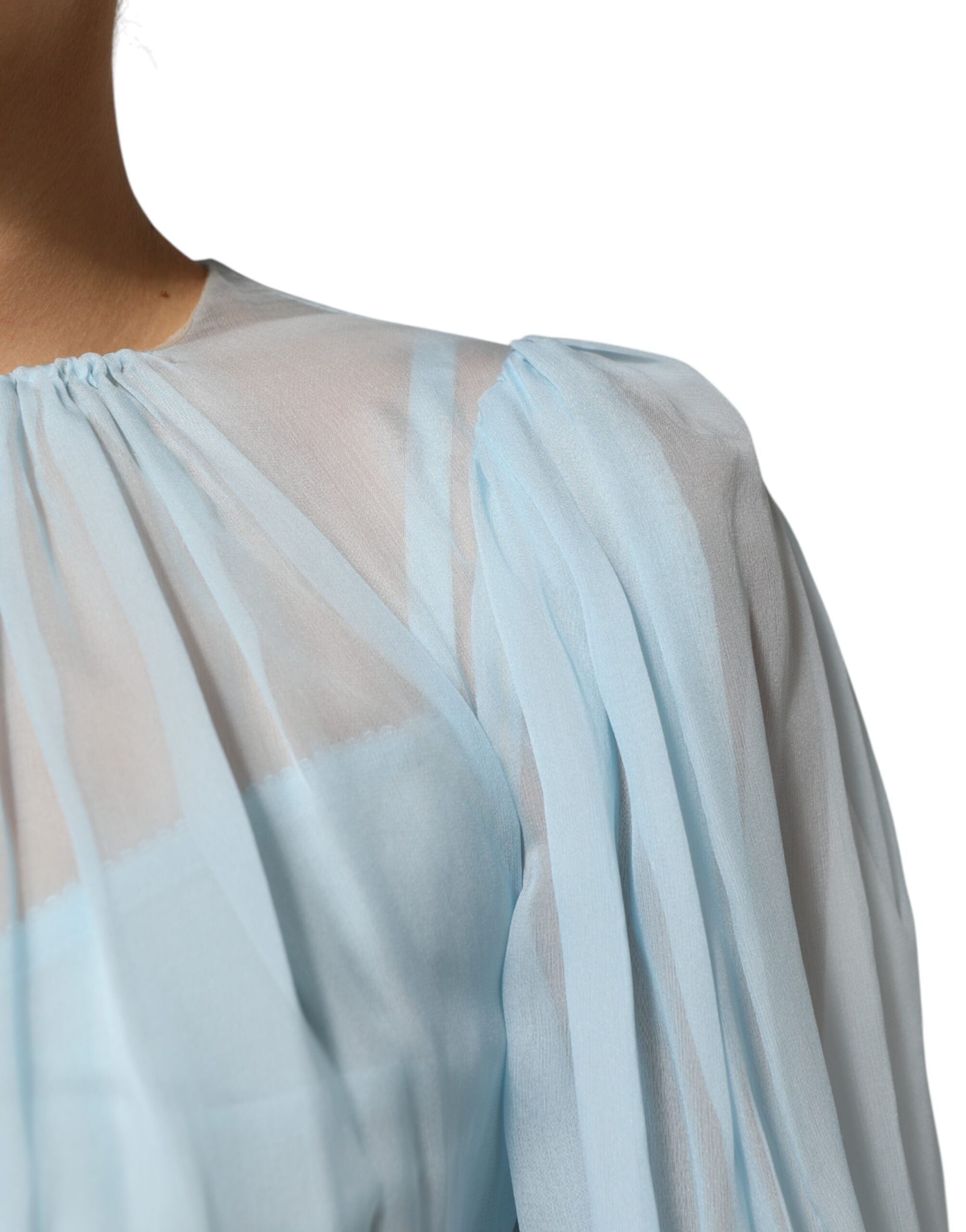 Dolce & Gabbana Fuchsia Light Blue Silk Two Tone Midi Dress Dolce & Gabbana