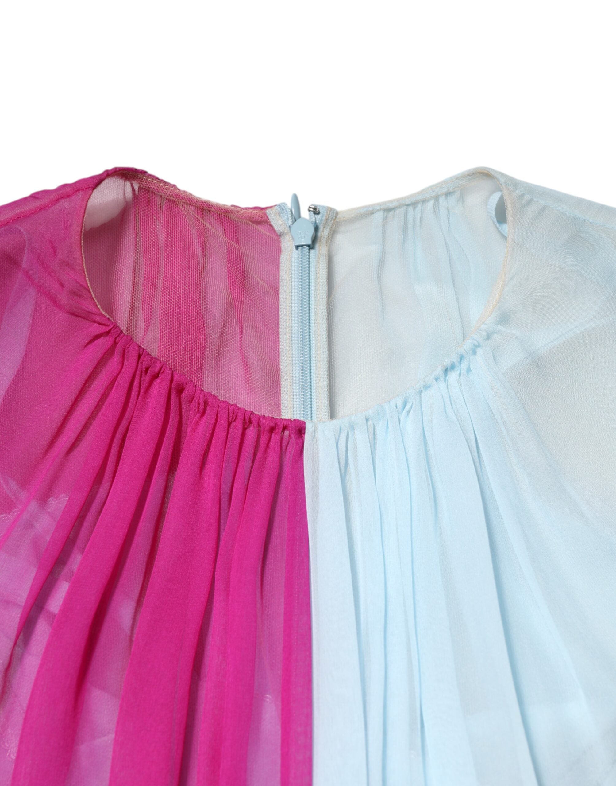 Dolce & Gabbana Fuchsia Light Blue Silk Two Tone Midi Dress Dolce & Gabbana